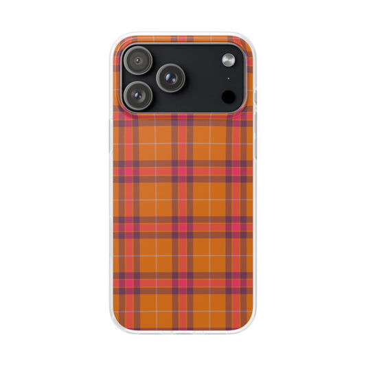 Orange Plaid Flexi Phone Case for Apple iPhone and Samsung Galaxy.