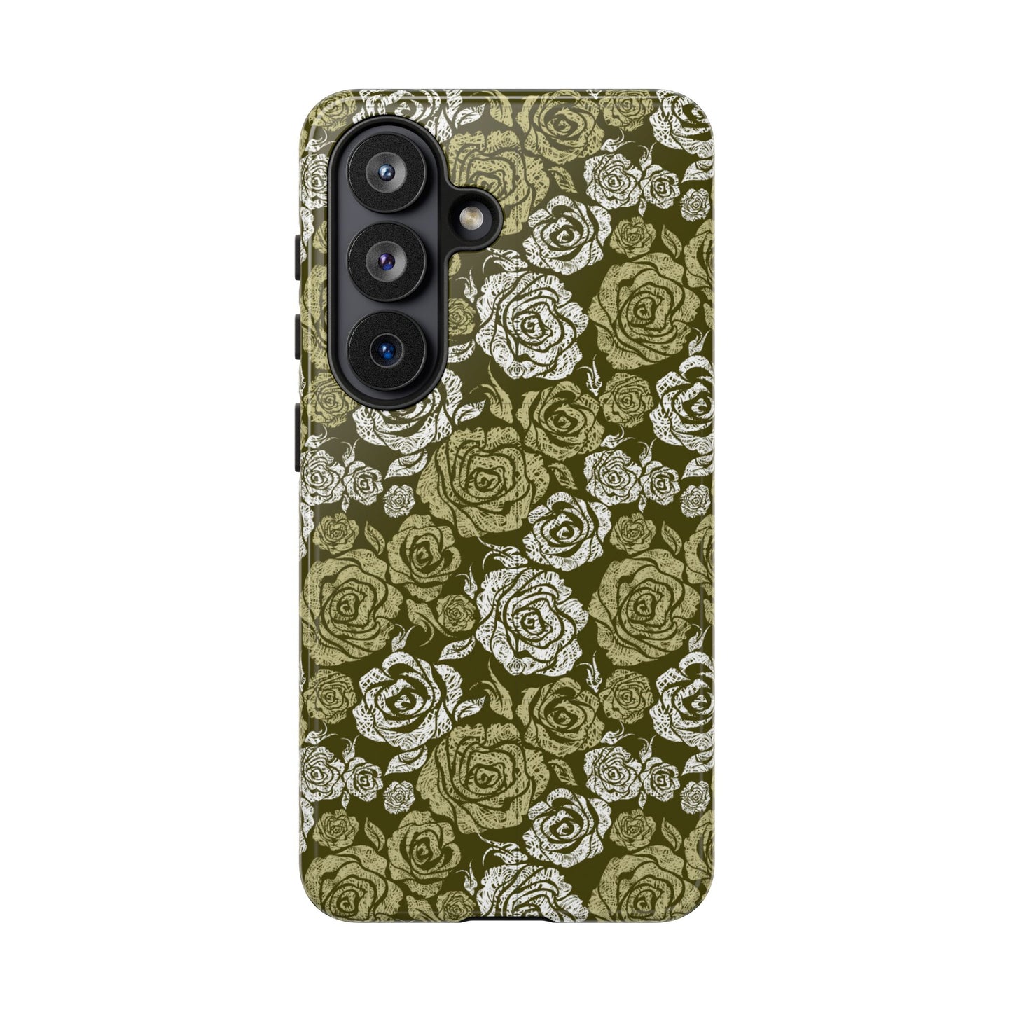 Floral Olive Rose Pattern Tough Phone Case