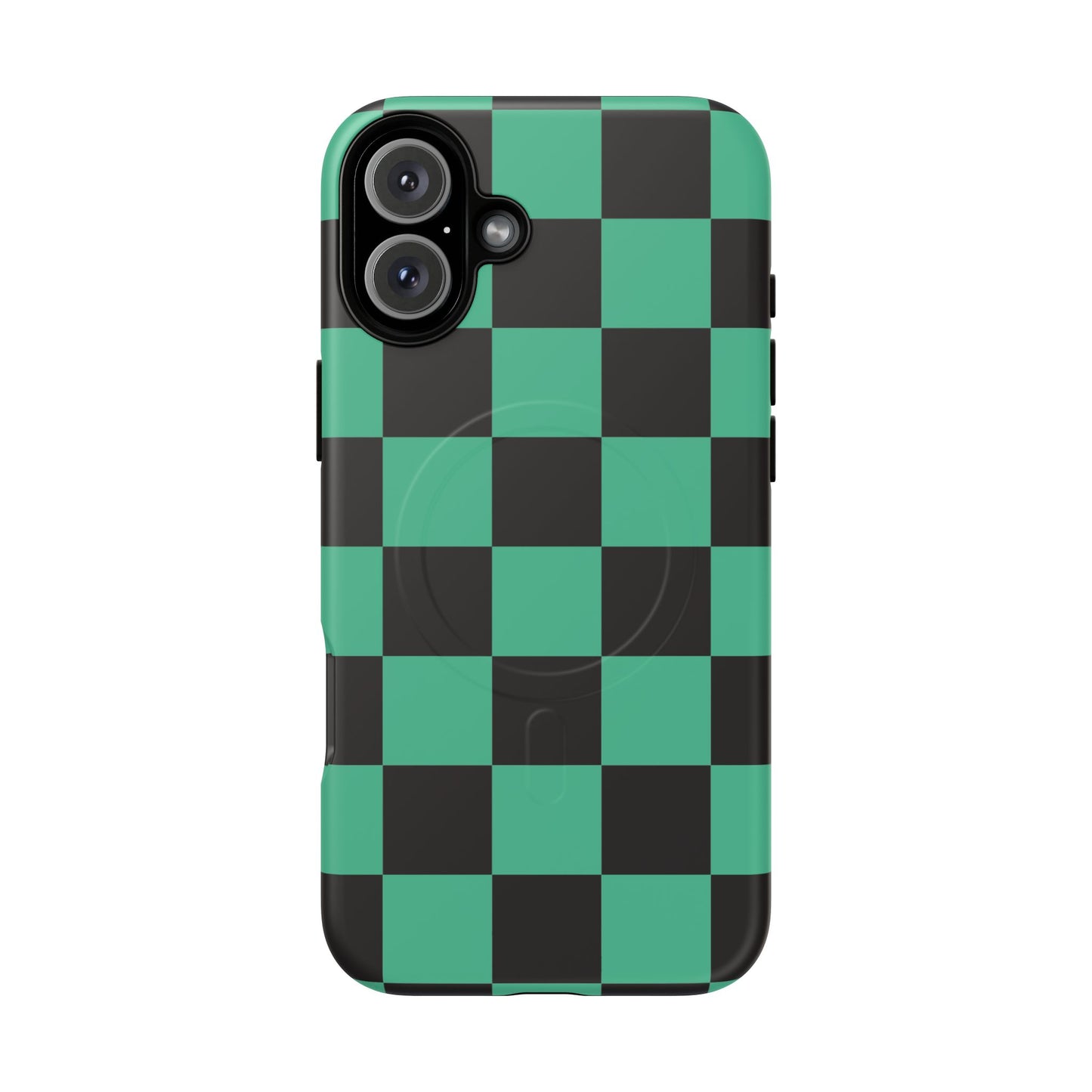Tanjiro Magnetic Phone Case — Green and Black Chequered Tough Protective MagSafe Case