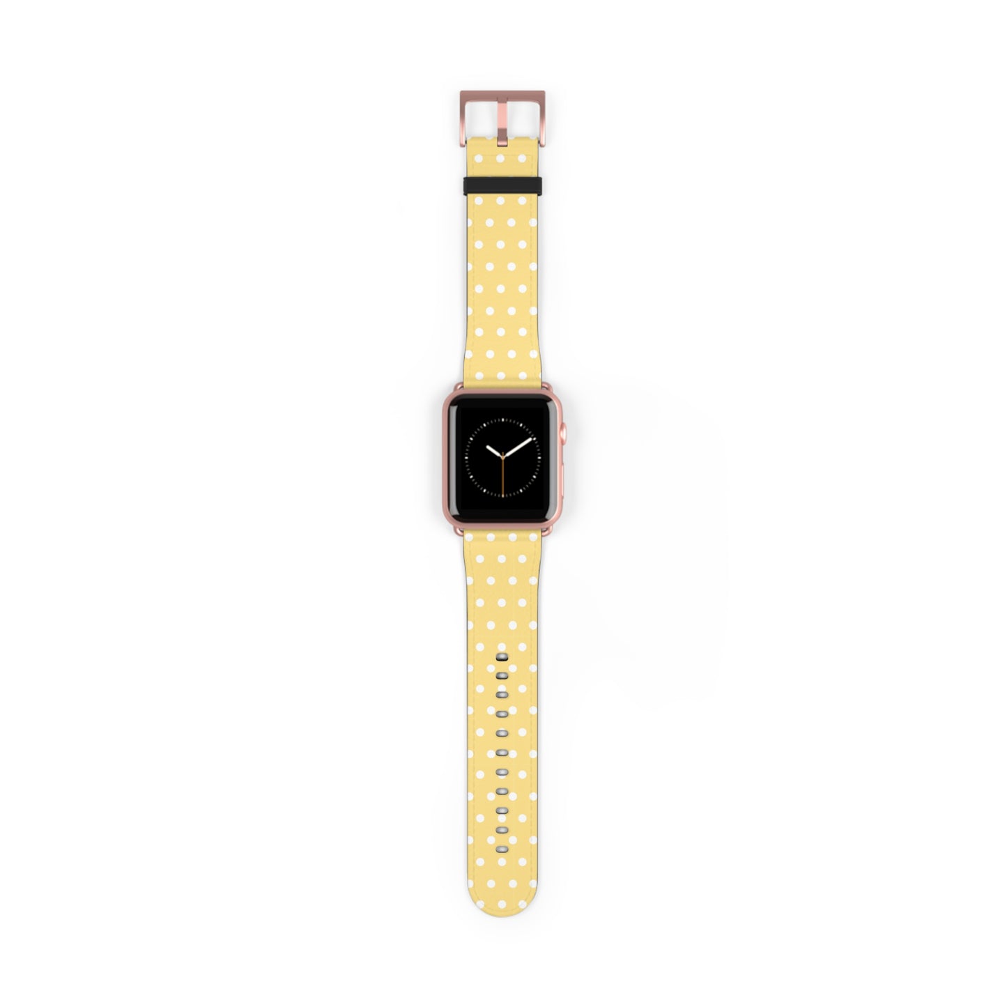 apple watch band in yellow polka dot pattern, cute floral retro strap, pastel women’s casual watch accessory