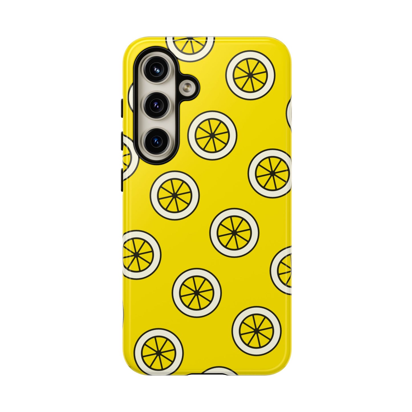 Yellow Lemon Pattern Tough Phone Case — Bright Citrus Protective Cover