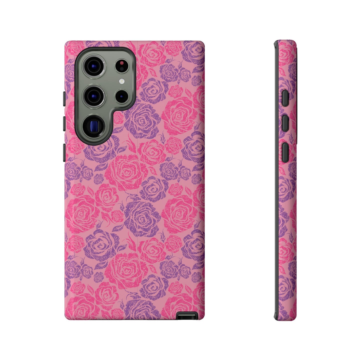 Pink & Lavender Rose Pattern Tough Phone Case