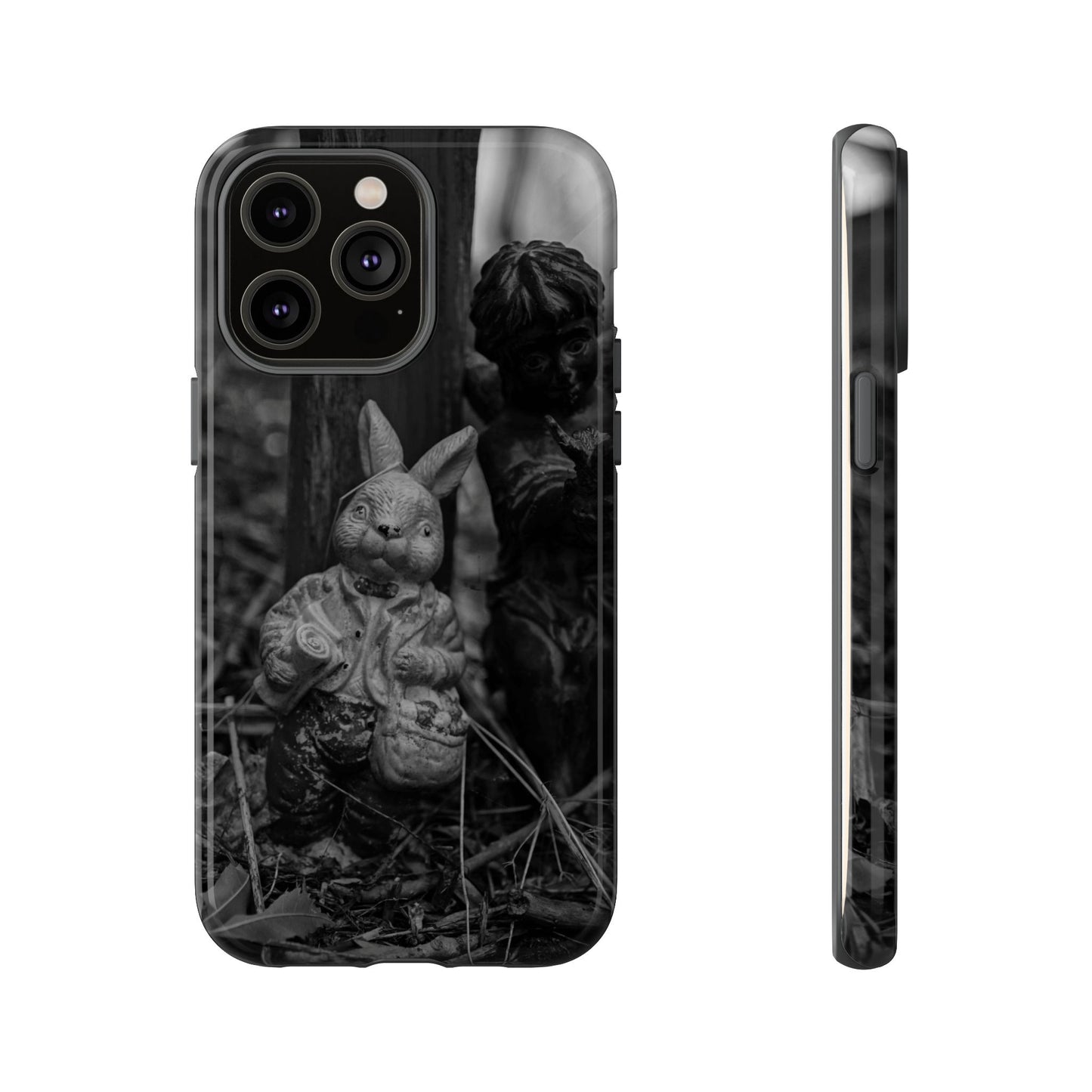 Vintage Gothic Bunny Tough Phone Case — Dark Garden Statue Protective Cover