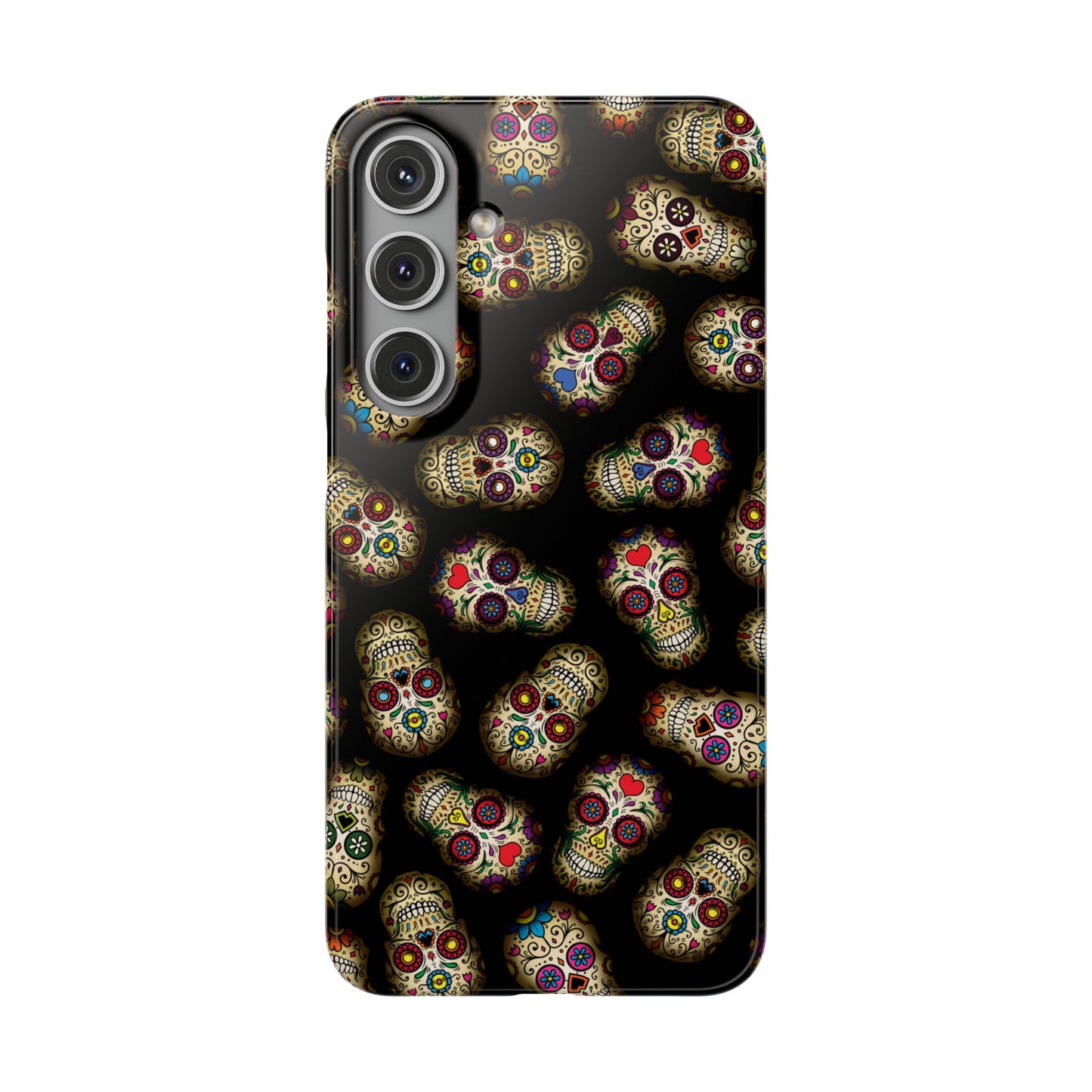 Sugar Skull — Day of the Dead Floral Slim Case for Apple iPhone, Samsung Galaxy and Google Pixel.
