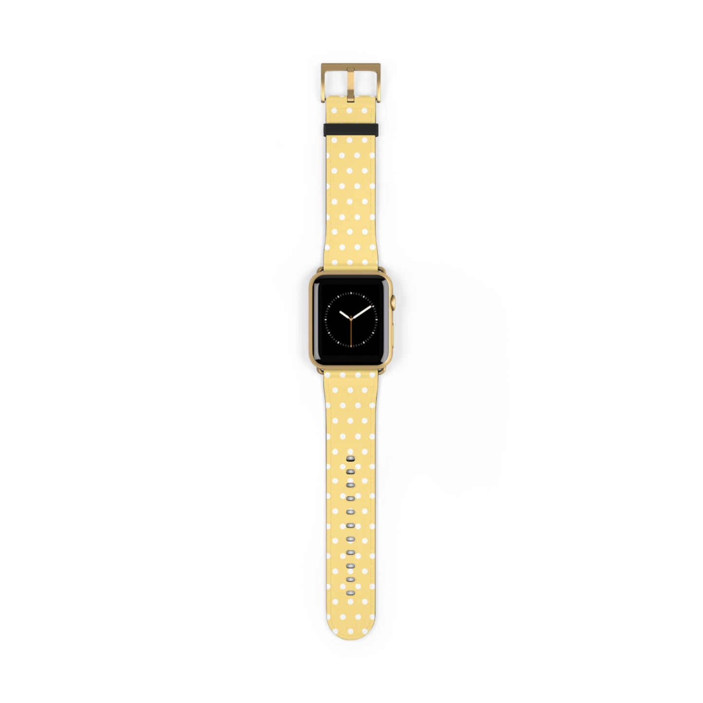 apple watch band in yellow polka dot pattern, cute floral retro strap, pastel women’s casual watch accessory