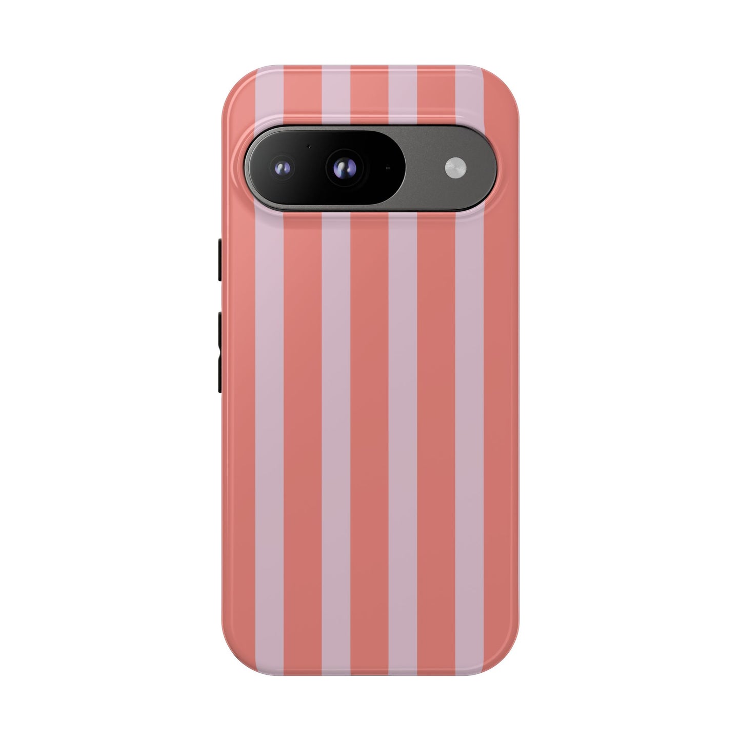Pink Striped Tough Phone Case — Durable Protective Cover