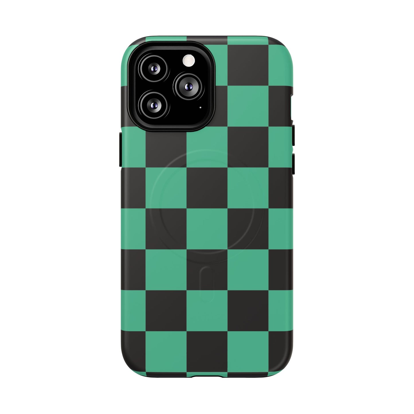 Tanjiro Magnetic Phone Case — Green and Black Chequered Tough Protective MagSafe Case