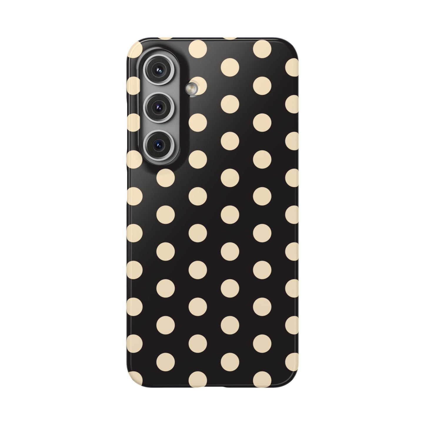 Polka Dot Snap Phone Case — Classic Black & Cream Retro Dots