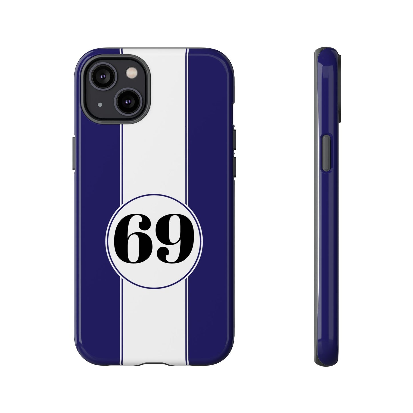 Custom Number Racing Stripe Tough Phone Case for Apple iPhone, Samsung Galaxy and Google Pixel.