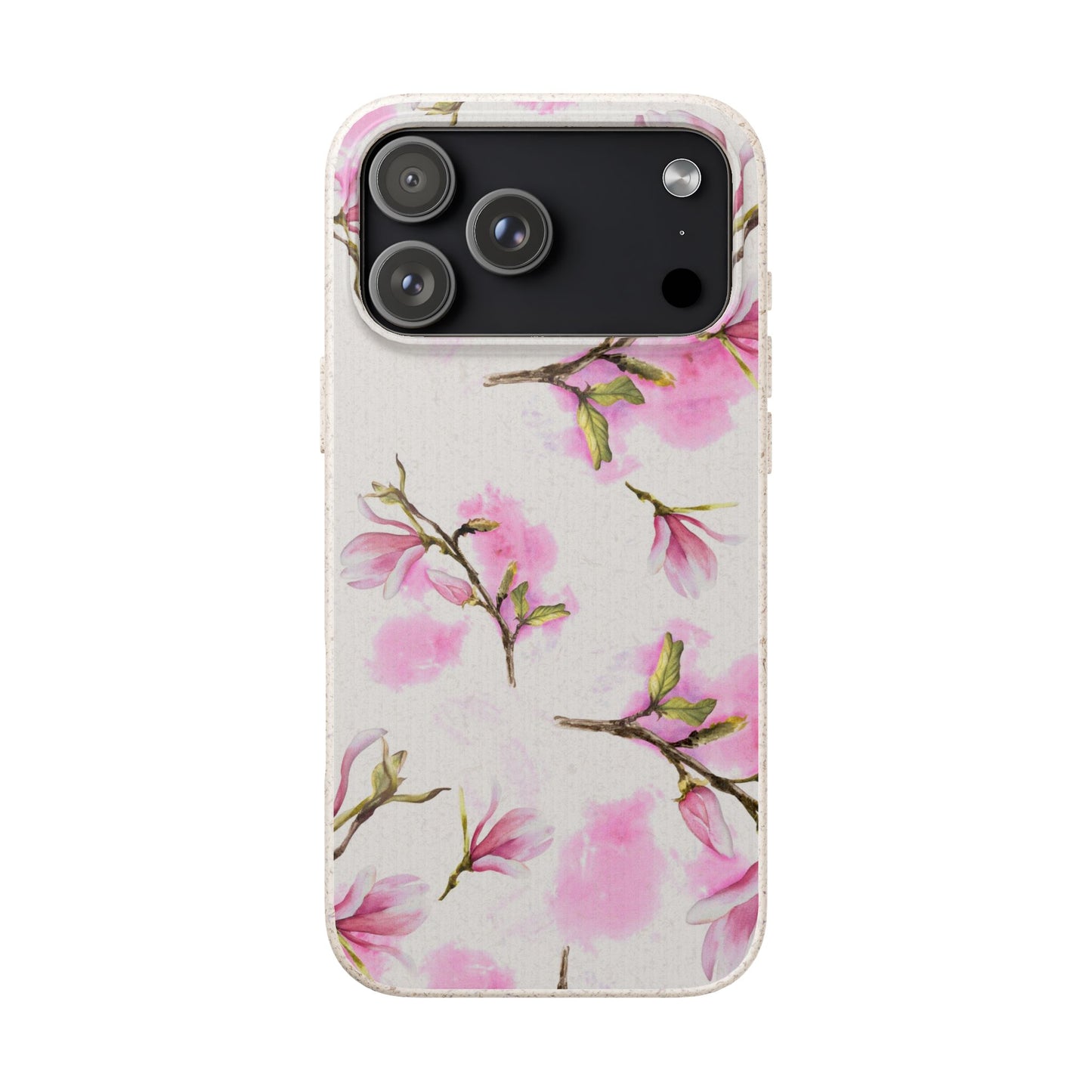 Biodegradable Phone Case — Pink Magnolia Floral Eco Phone Cover for Apple iPhone and Samsung Galaxy.