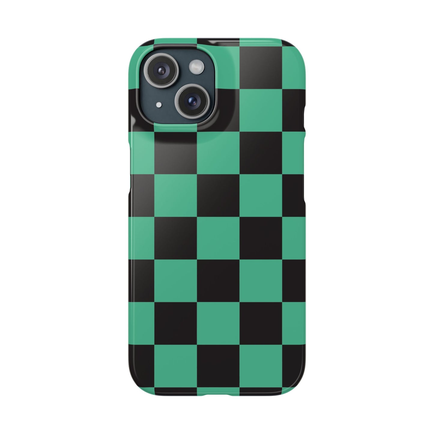 Checkered Teal Snap Case — Black & Teal Phone Cover