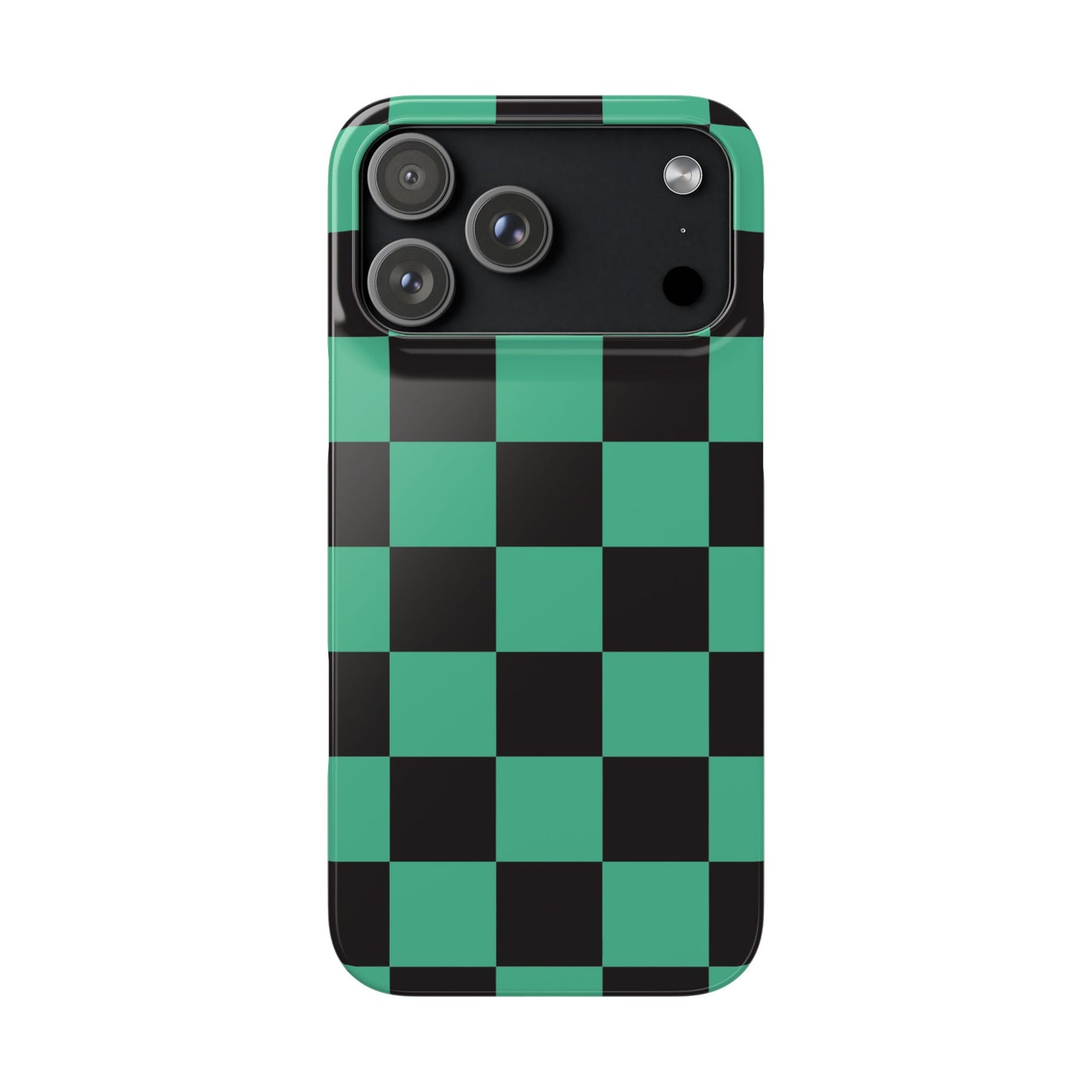 Checkered Teal Snap Case — Black & Teal Phone Cover