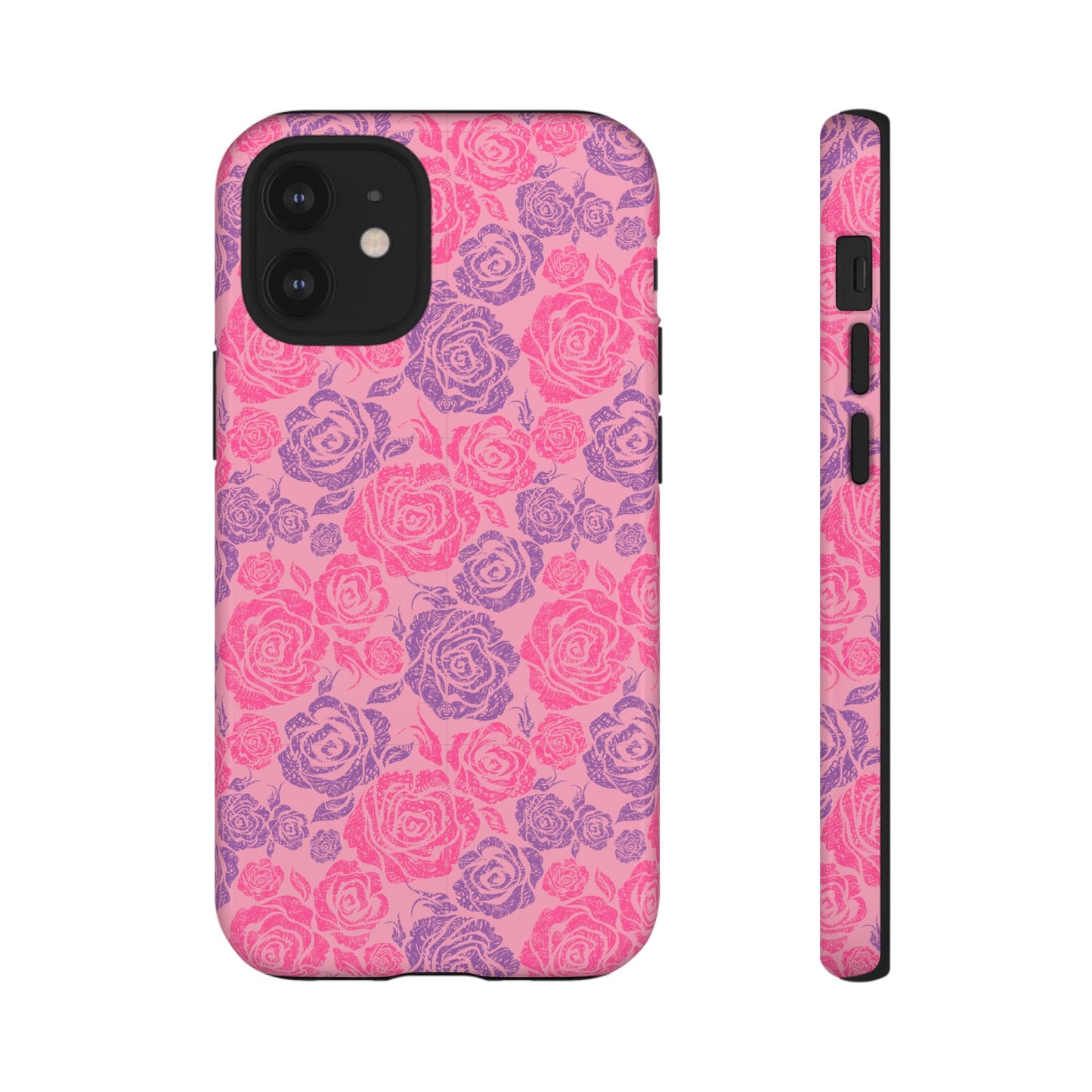 Pink & Lavender Rose Pattern Tough Phone Case