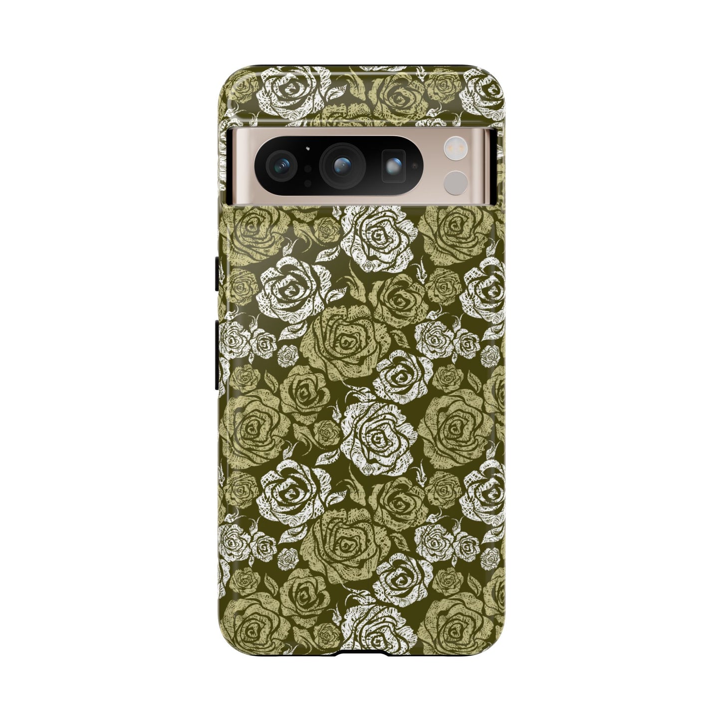 Floral Olive Rose Pattern Tough Phone Case