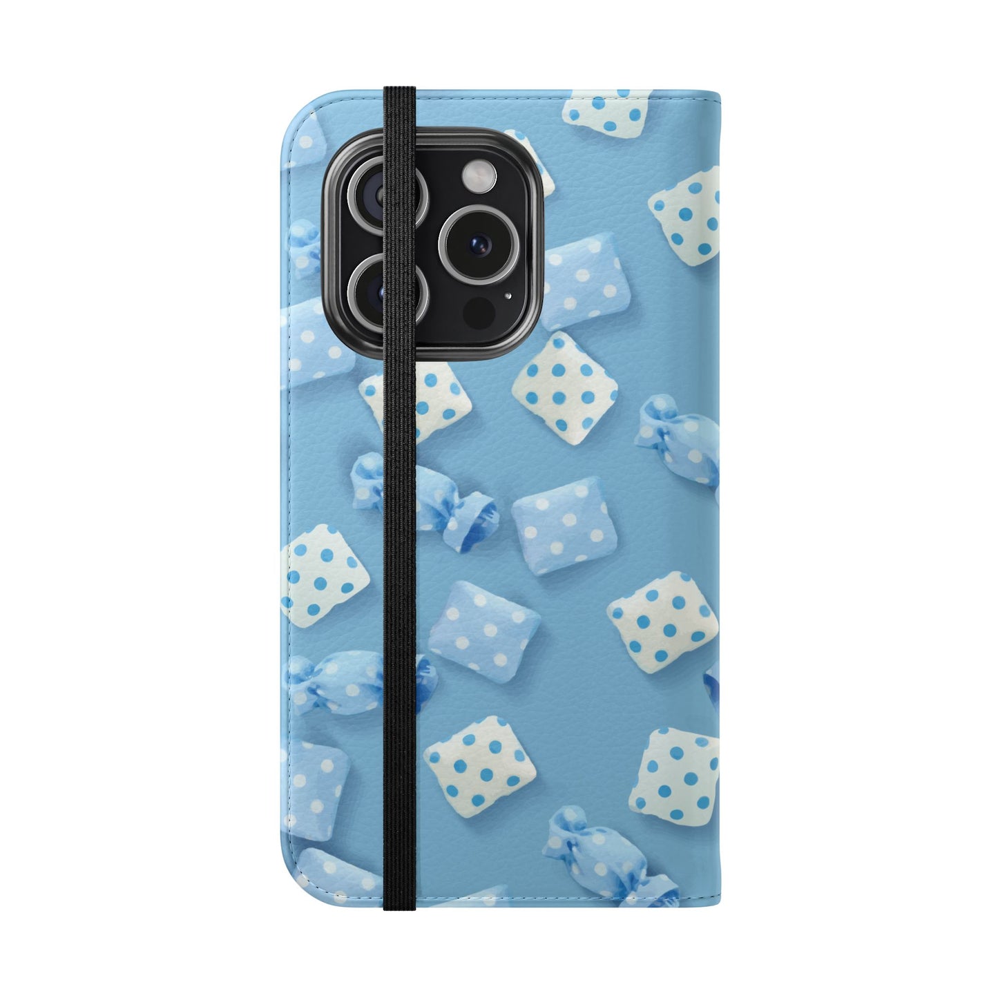 Pastel Blue Fabric Candy Flip Phone Case — Candy Wallet Cover