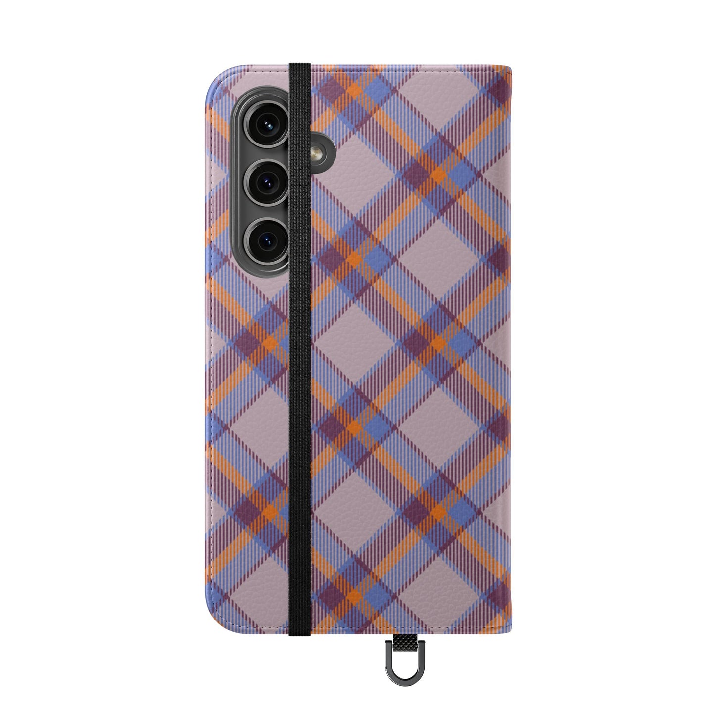 Tartan Flip Phone Case — purple & Orange Plaid Wallet Cover