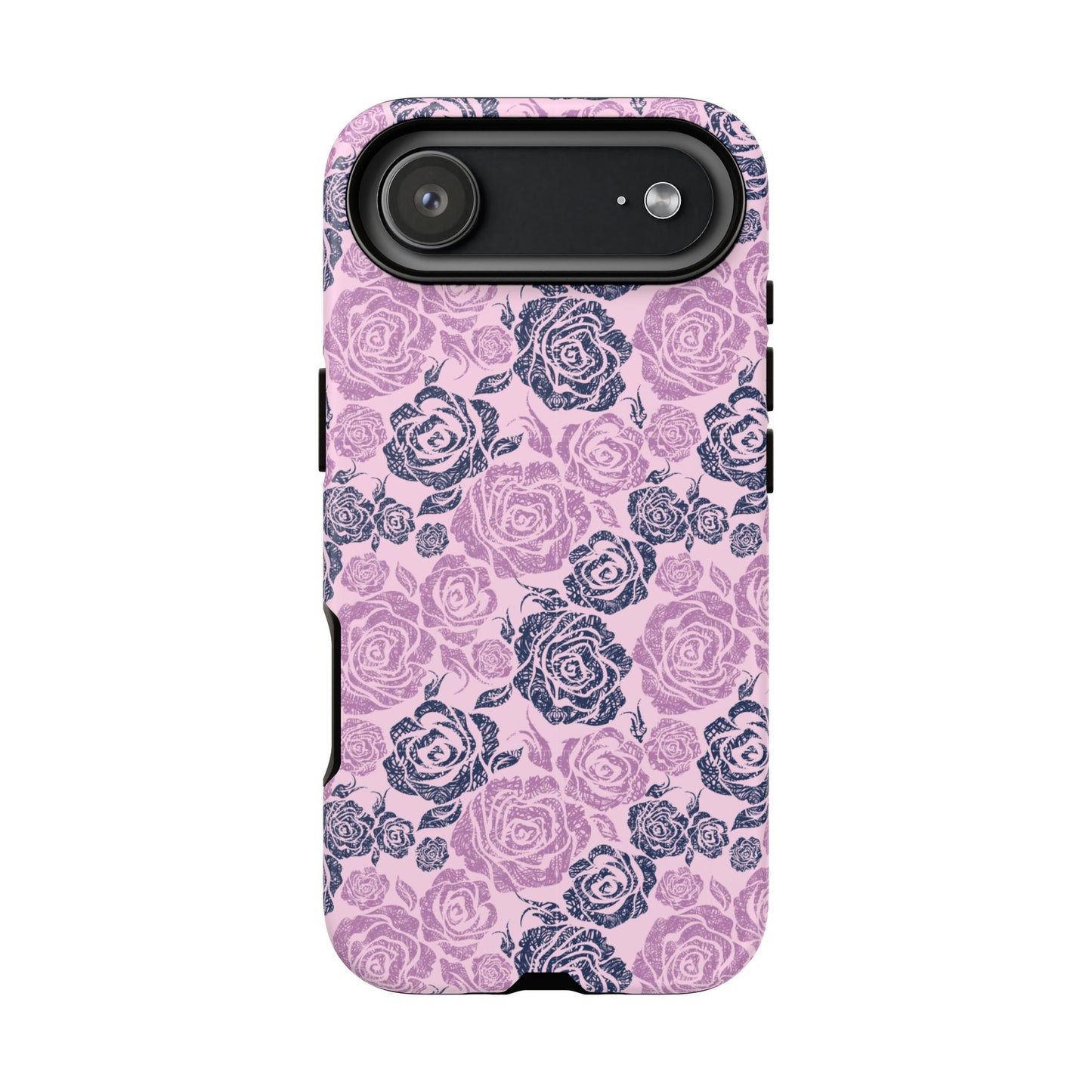 Floral Rose Tough Phone Case — Pink & Slate Rose Pattern