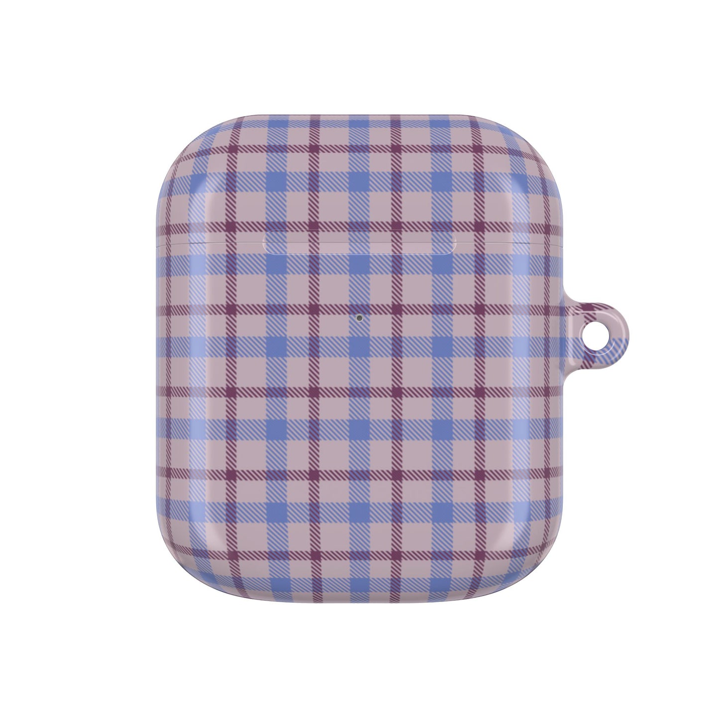 Blue and Burgundy Tartan AirPod Case — Classic Blue and Burgundy Plaid Protective Cover