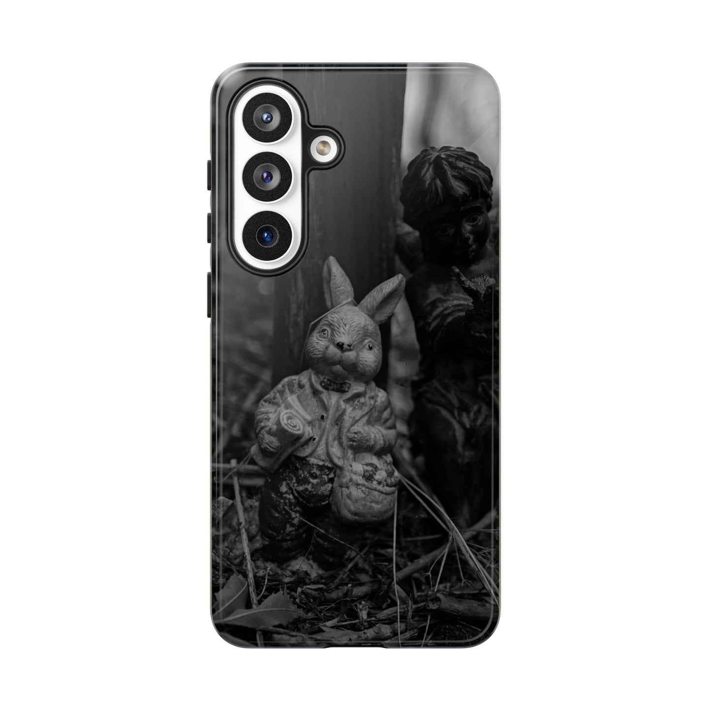 Vintage Gothic Bunny Tough Phone Case — Dark Garden Statue Protective Cover