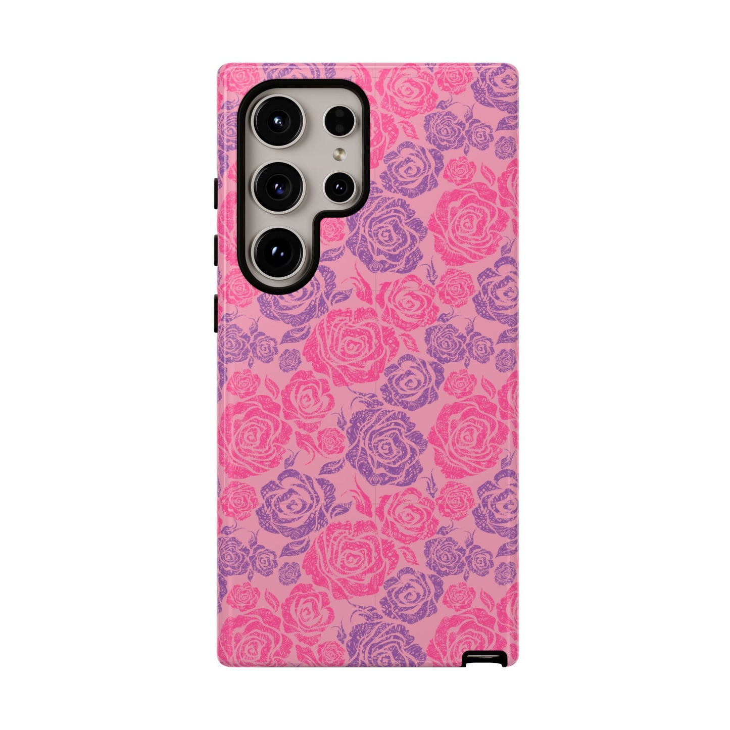 Pink & Lavender Rose Pattern Tough Phone Case