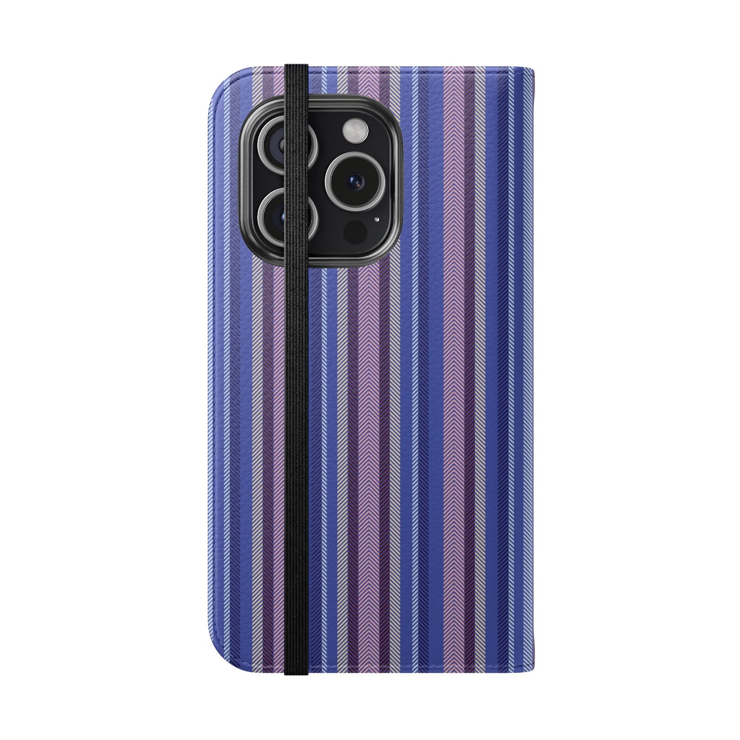 Striped Blue Flip Phone Case — Wallet Folio Phone Cover