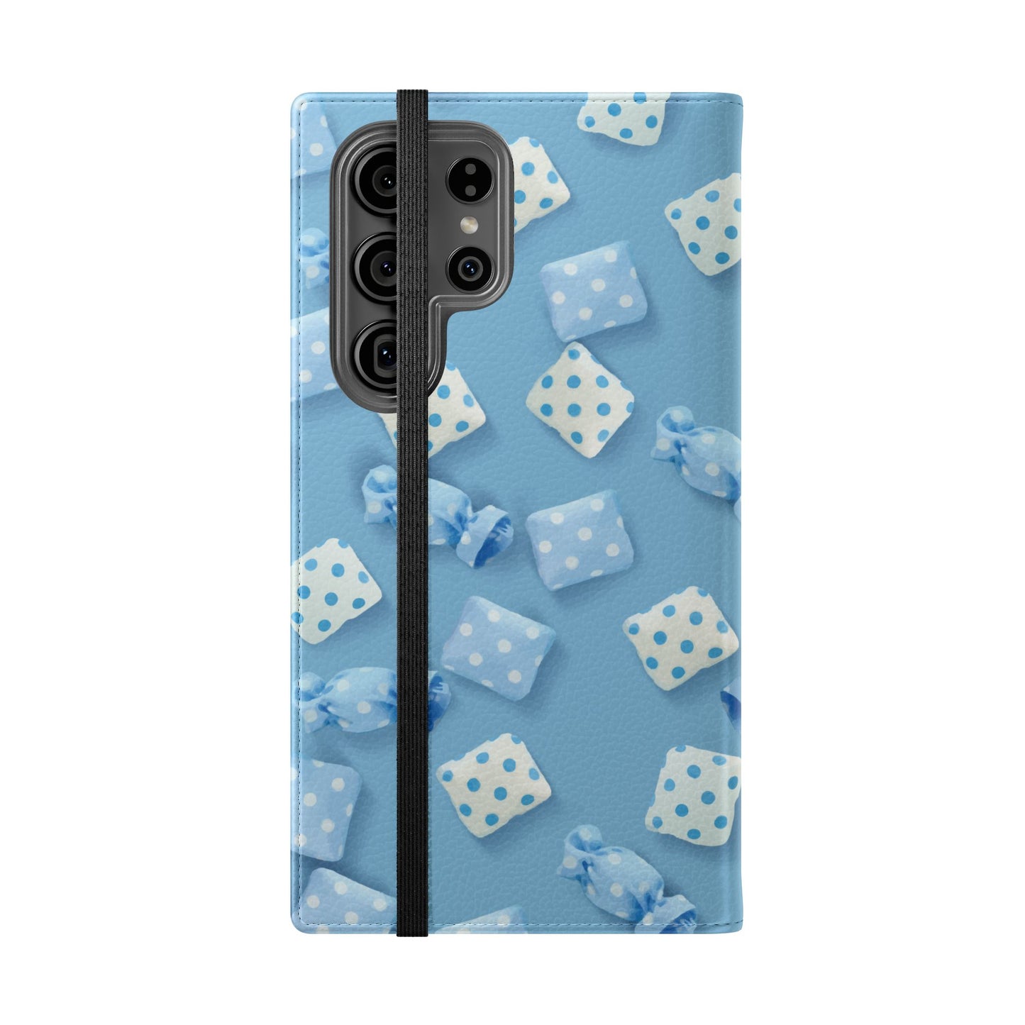 Pastel Blue Fabric Candy Flip Phone Case — Candy Wallet Cover