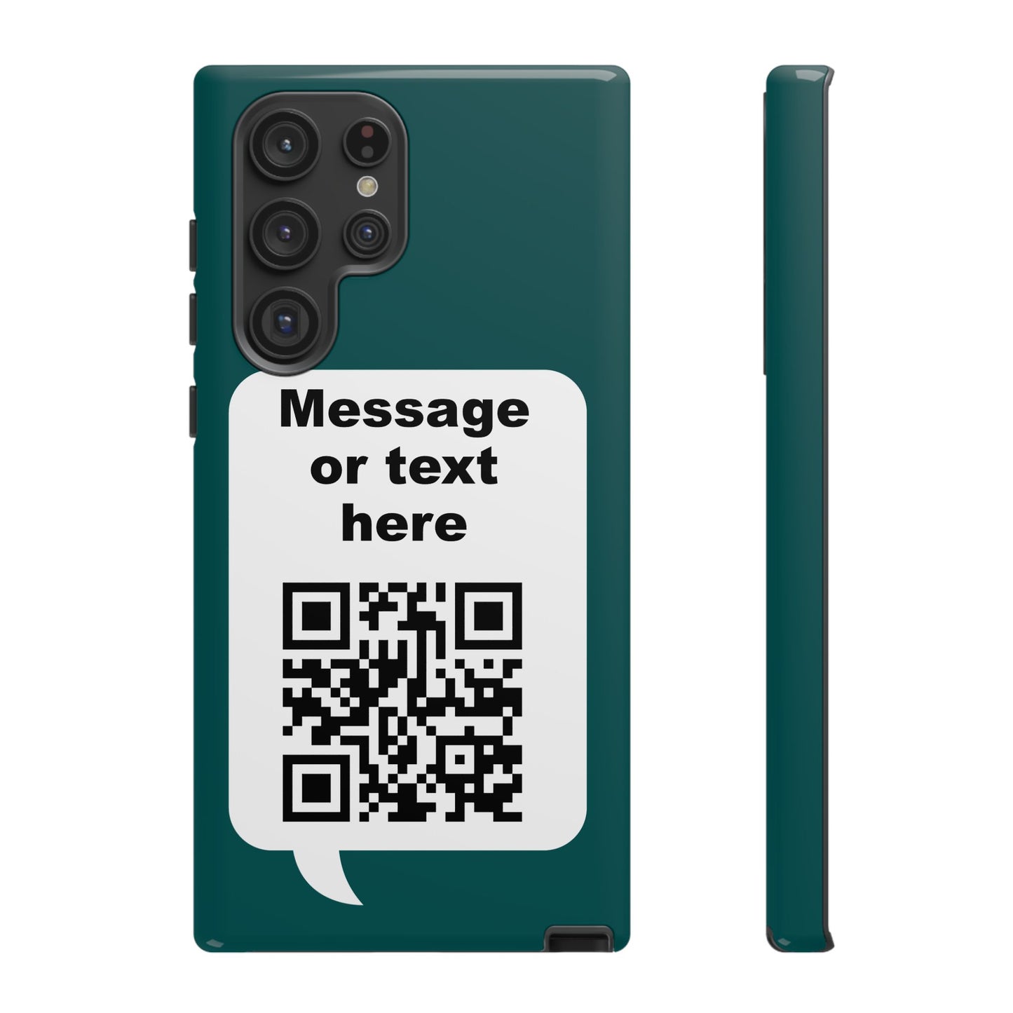 Custom QR Code Tough Phone Case — "Custom text" Contact Case