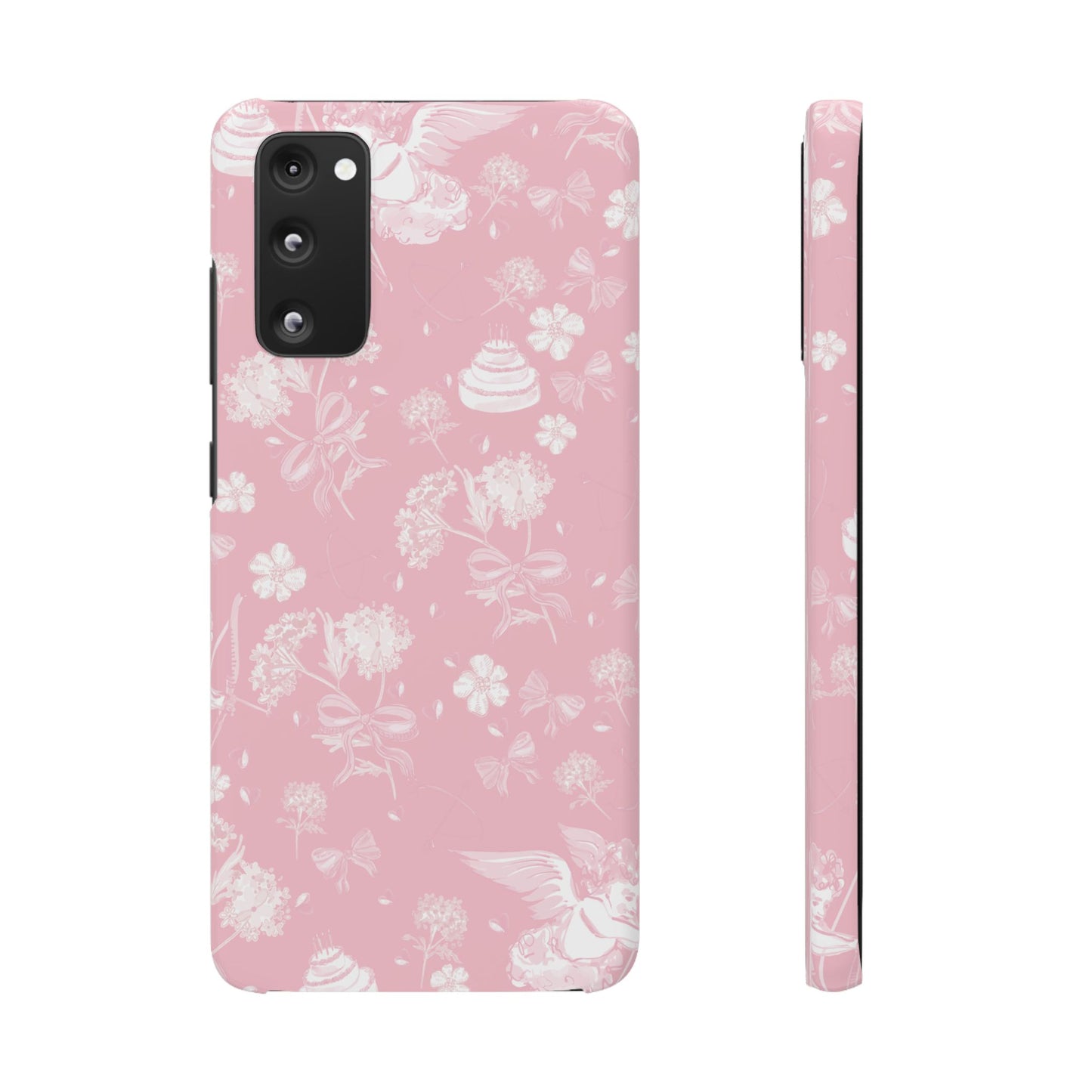 Pink Floral Slim Phone Case for Apple iPhone, Samsung Galaxy and Google Pixel.