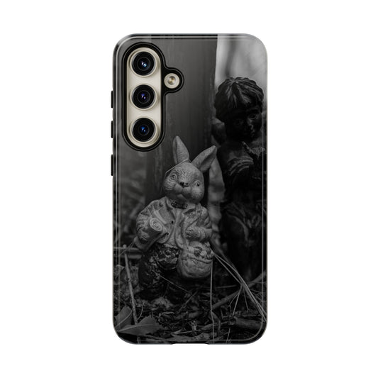Vintage Gothic Bunny Tough Phone Case — Dark Garden Statue Protective Cover