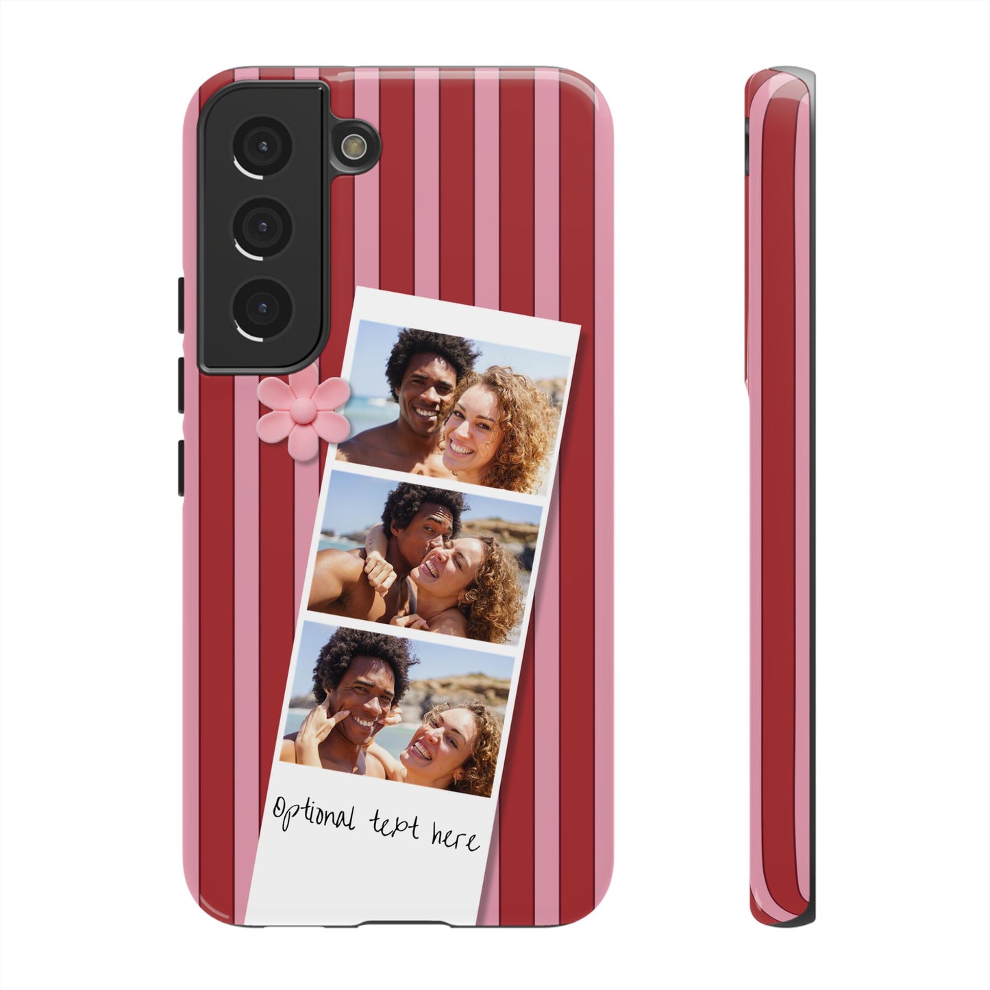 Customisable Three Photo Personalised Collage Tough Phone Case for Apple iPhone, Samsung Galaxy and Google Pixel.