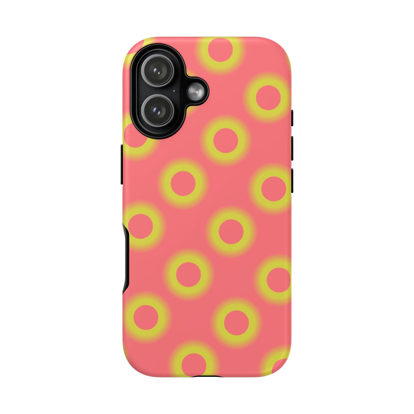 Neon Polka Dot Phone Case — Retro Pink & Lime Protective Cover