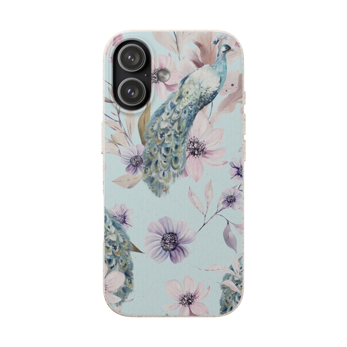 Peacock Floral Biodegradable Phone Case — Eco-Friendly Cover for Apple iPhone and Samsung Galaxy.