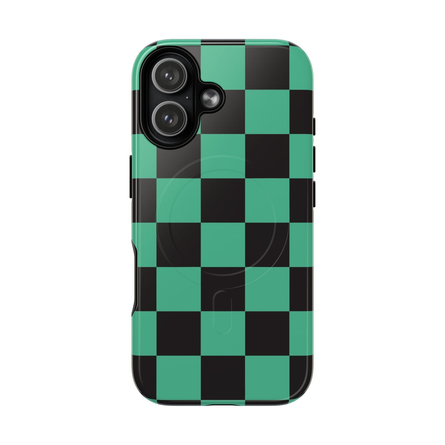 Tanjiro Magnetic Phone Case — Green and Black Chequered Tough Protective MagSafe Case