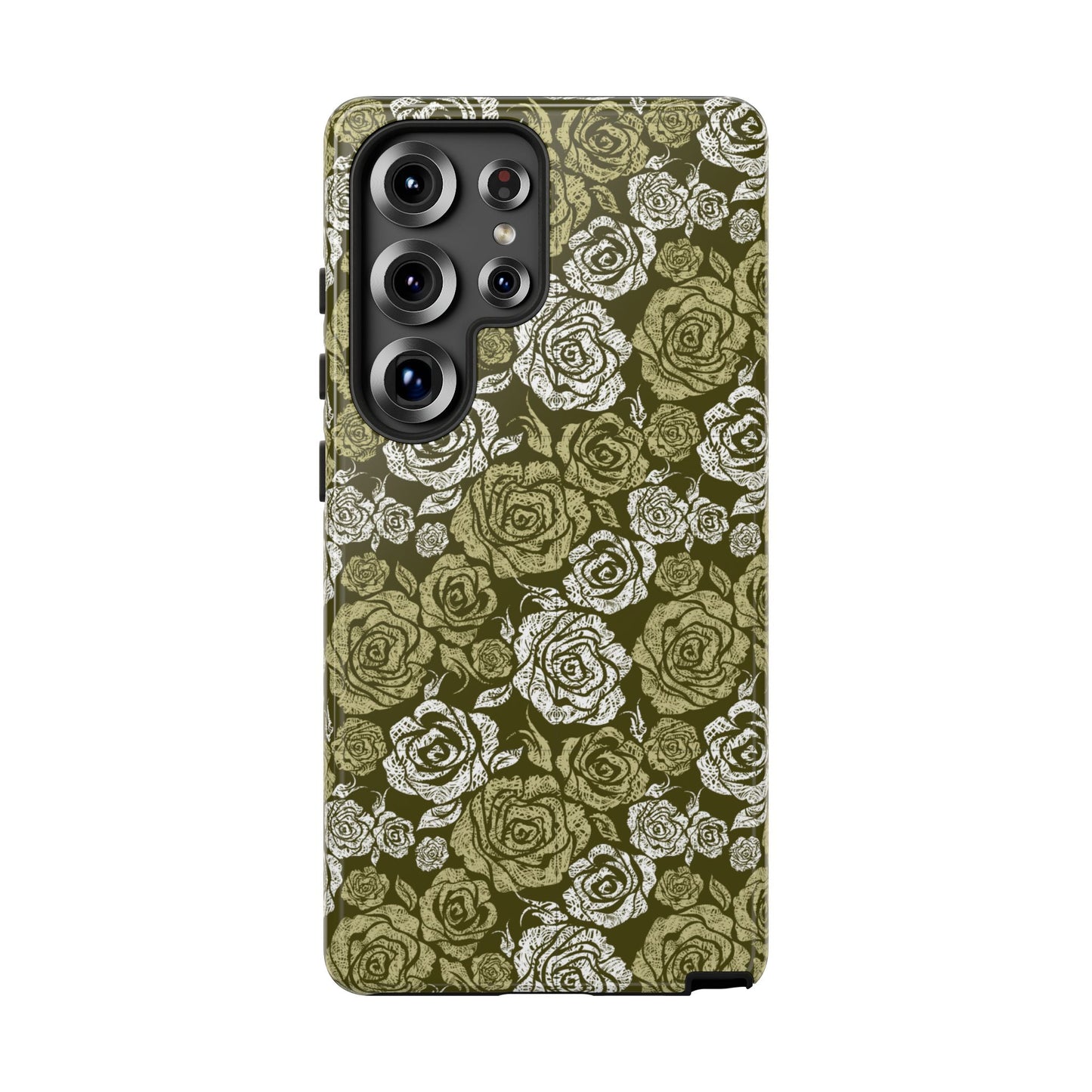 Floral Olive Rose Pattern Tough Phone Case