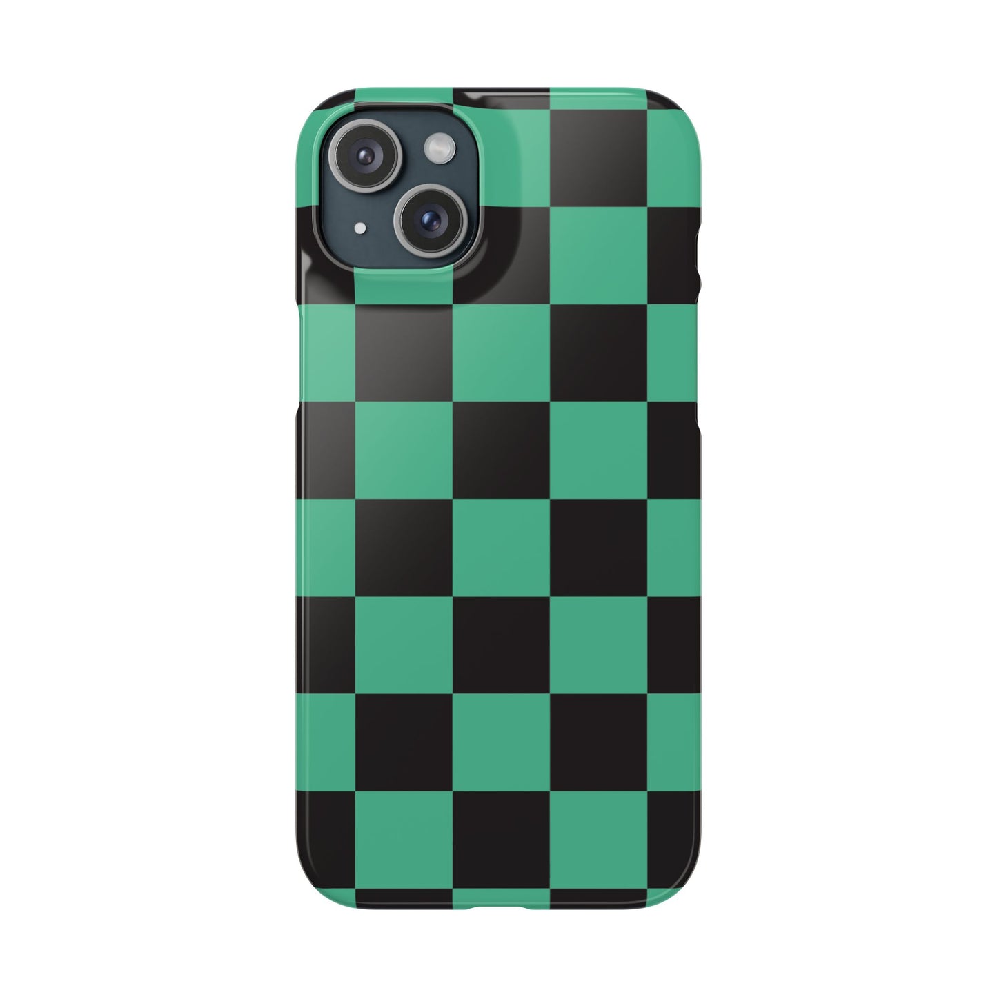 Checkered Teal Snap Case — Black & Teal Phone Cover