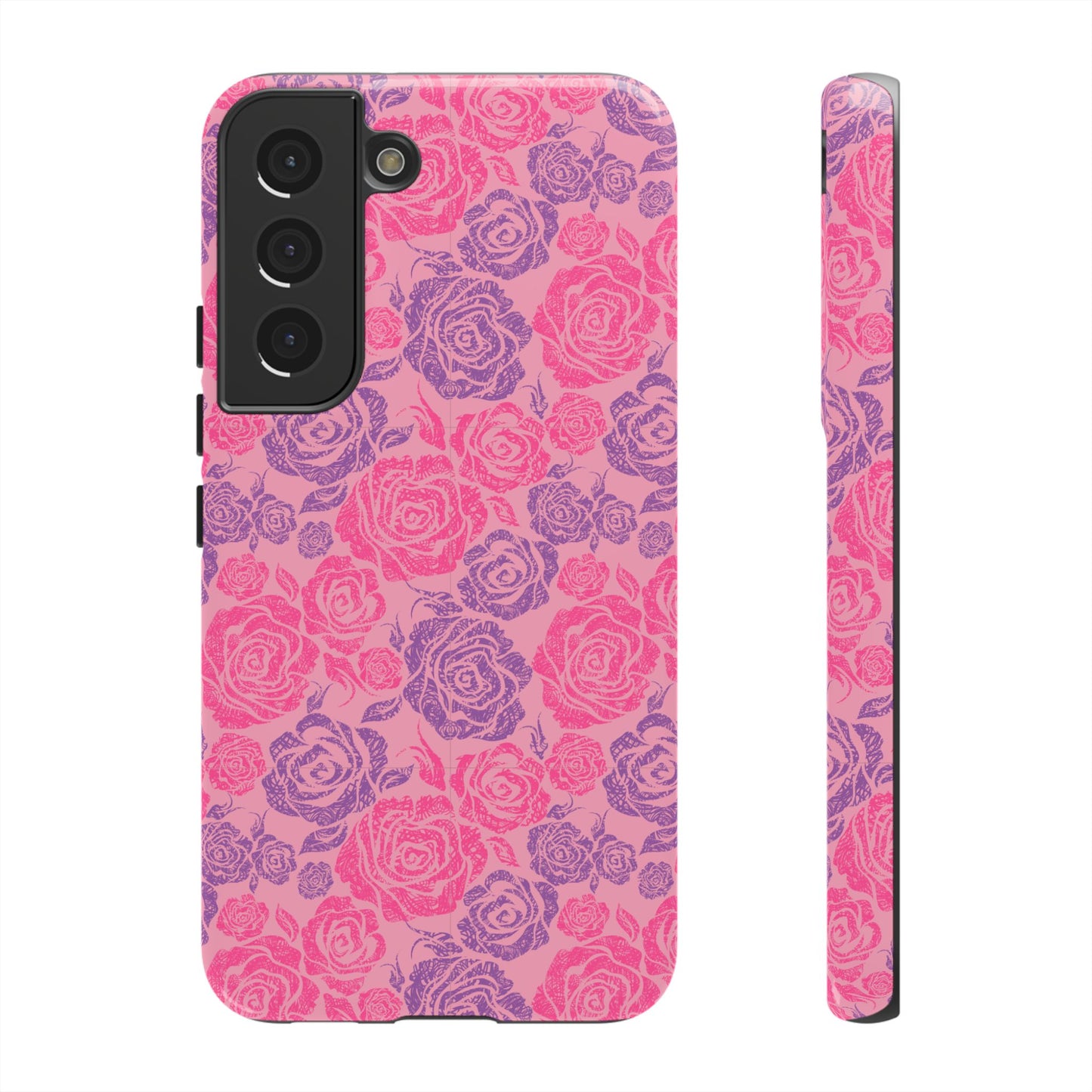 Pink & Lavender Rose Pattern Tough Phone Case