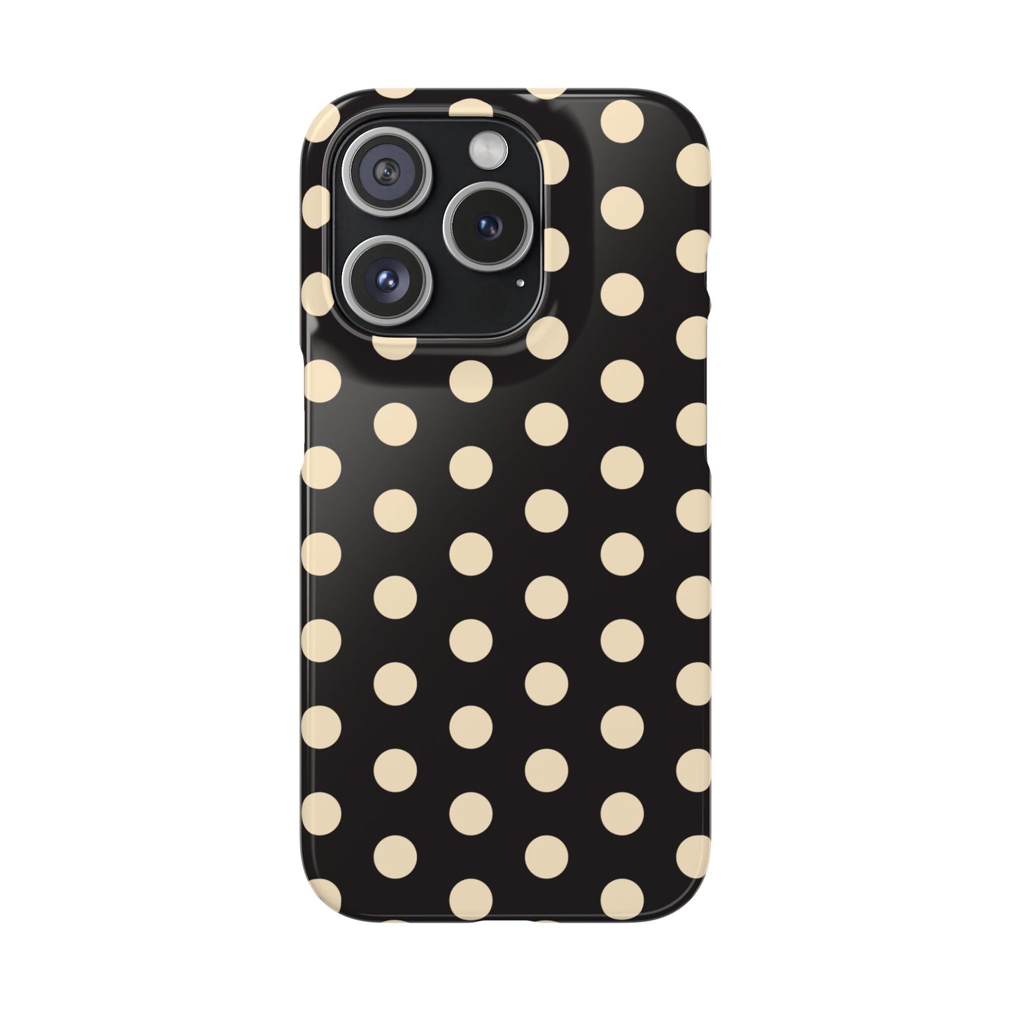Polka Dot Snap Phone Case — Classic Black & Cream Retro Dots