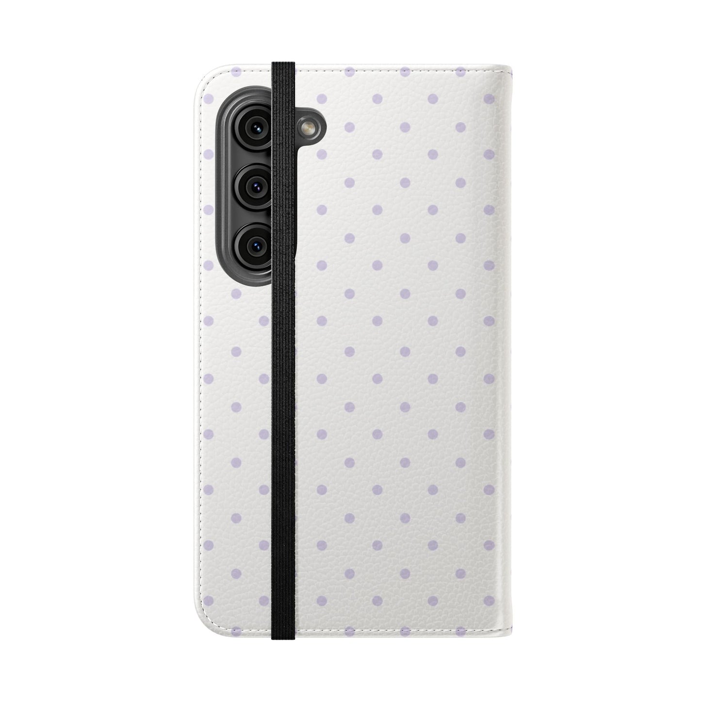 Polka Dot Flip Phone Case — White and Violet Polka Dot Wallet Cover