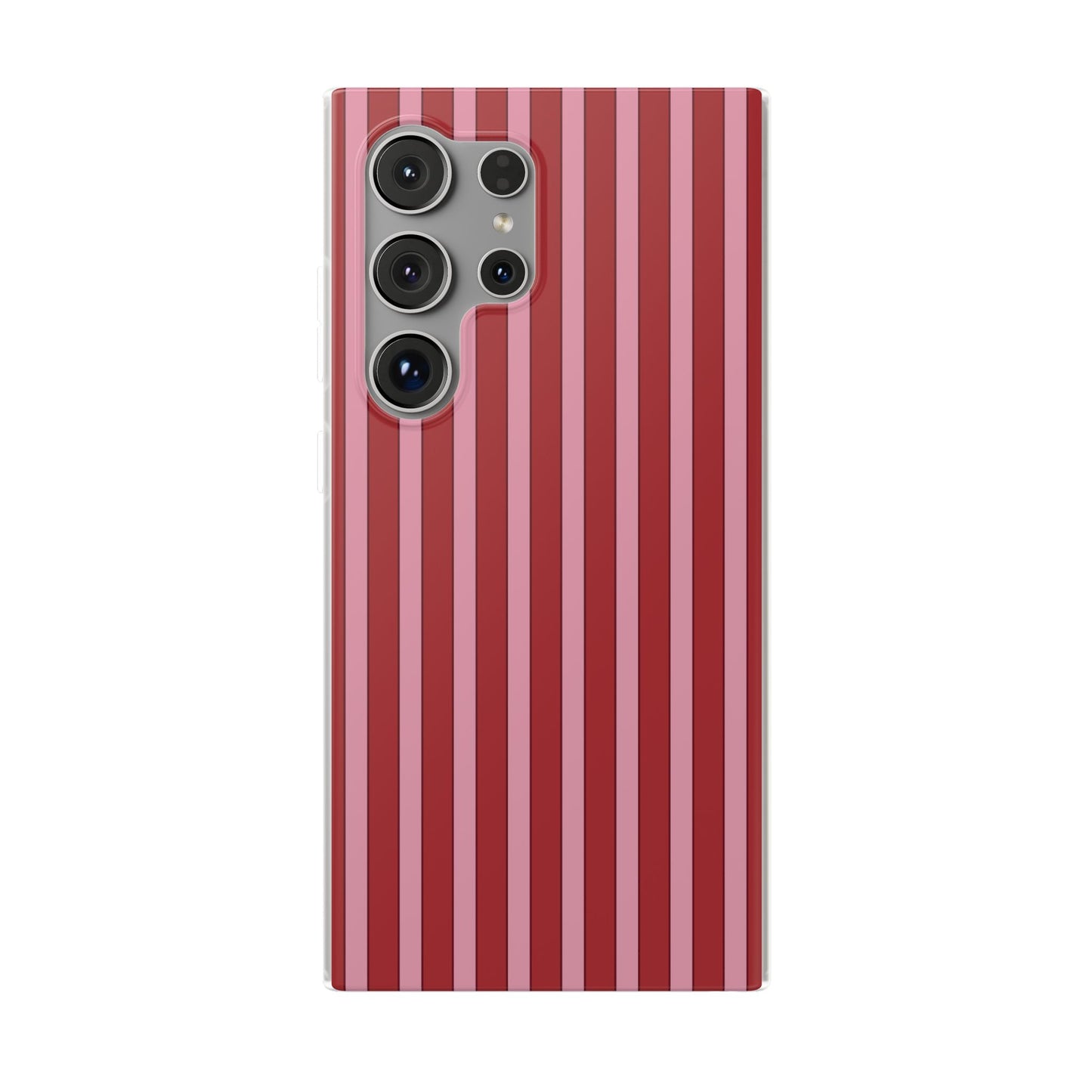 Red Vertical Stripe Protective Flexi Case for Apple iPhone, Samsung Galaxy.