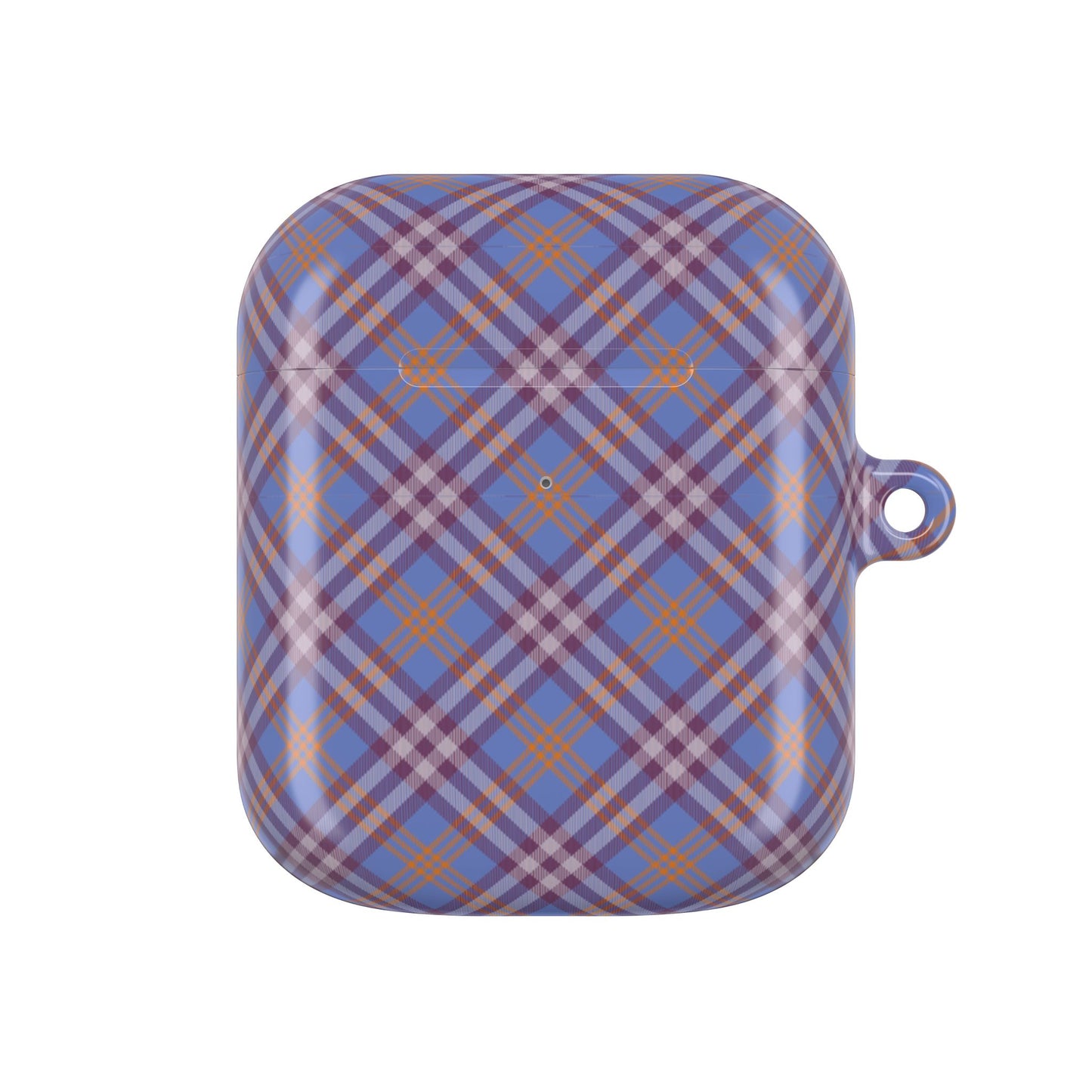Orange and Violet Tartan AirPod Case — Classic Orange and Violet Plaid Protective Cover