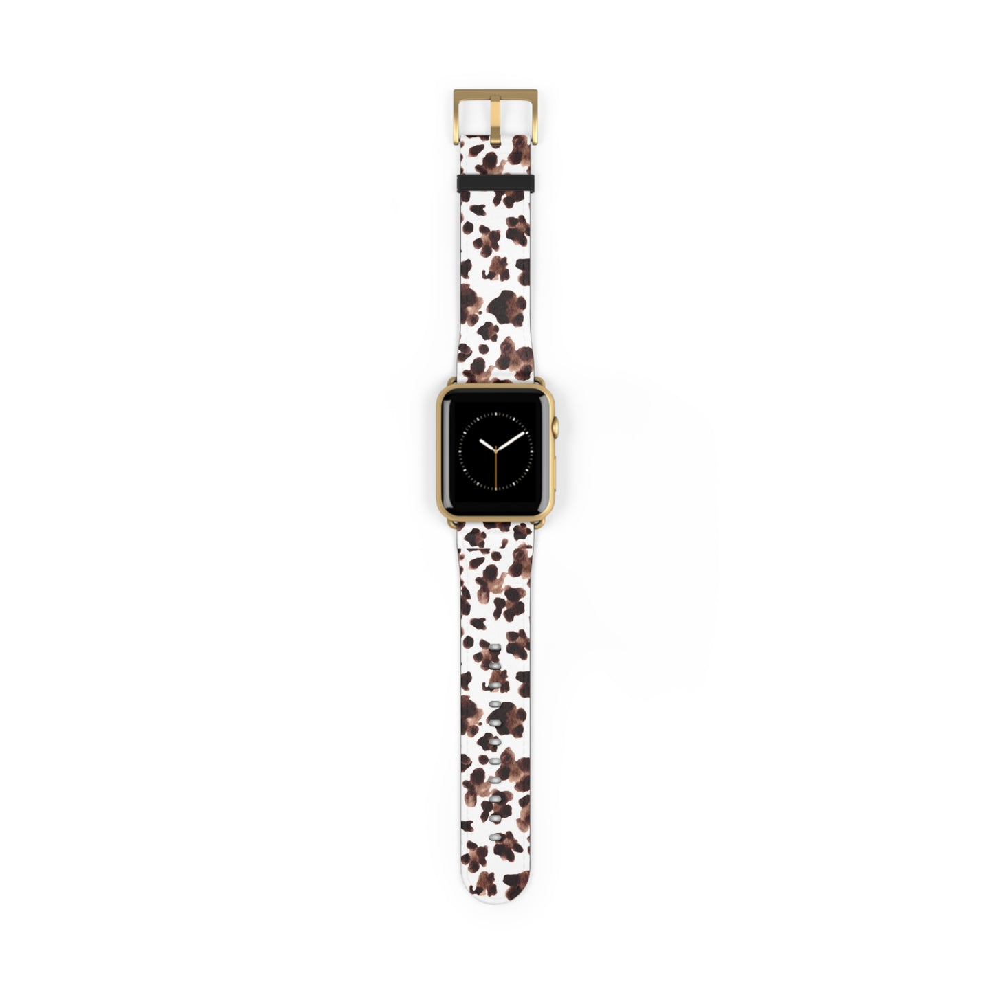 Leopard Print Leather Watch Band — Brown & White Patterned Strap for Apple Watch