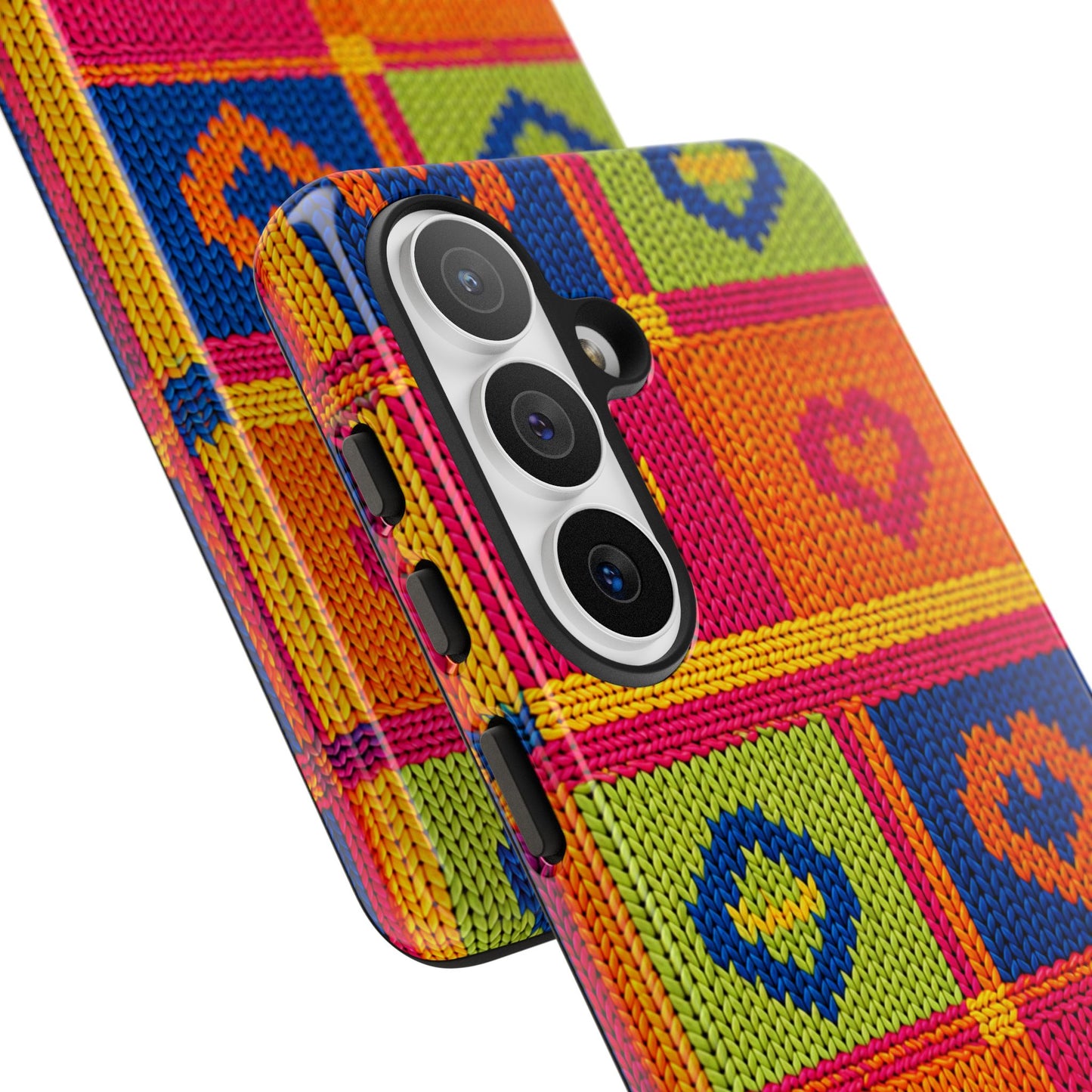 Retro Knit Pattern Heart Patch Tough Phone Case