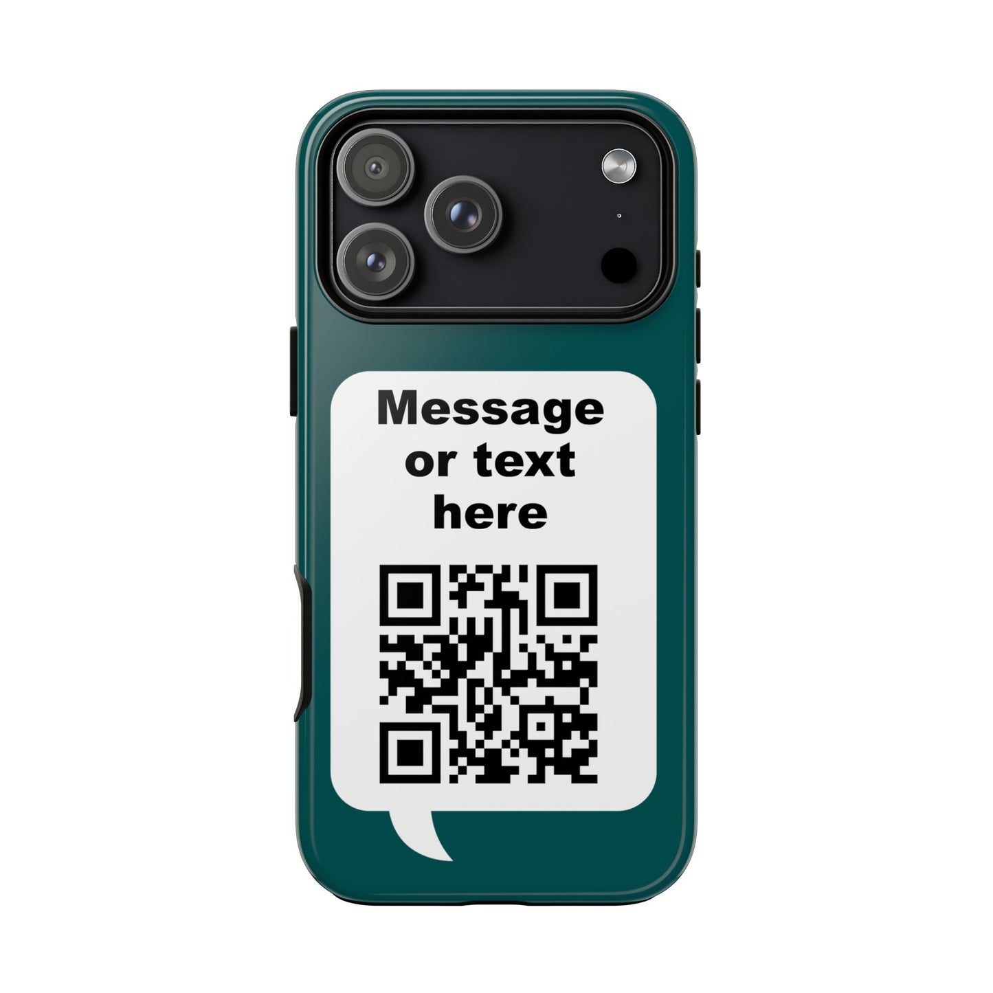 Custom QR Code Tough Phone Case — "Custom text" Contact Case