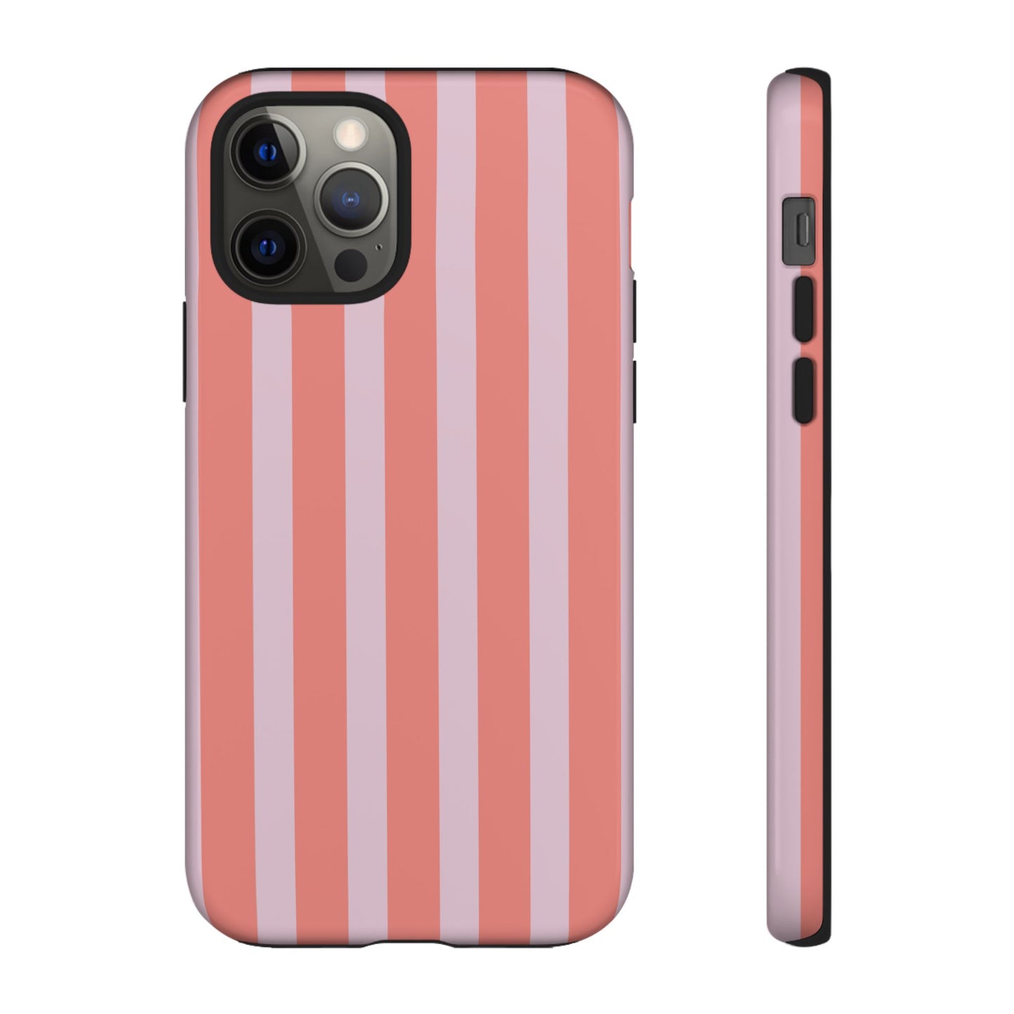 Pink Striped Tough Phone Case — Durable Protective Cover