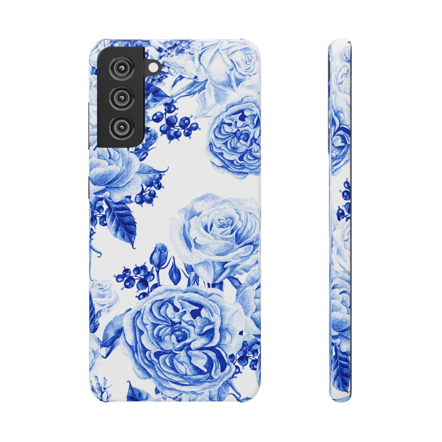 Blue Porcelain Floral Snap Phone Case — Vintage Rose Pattern