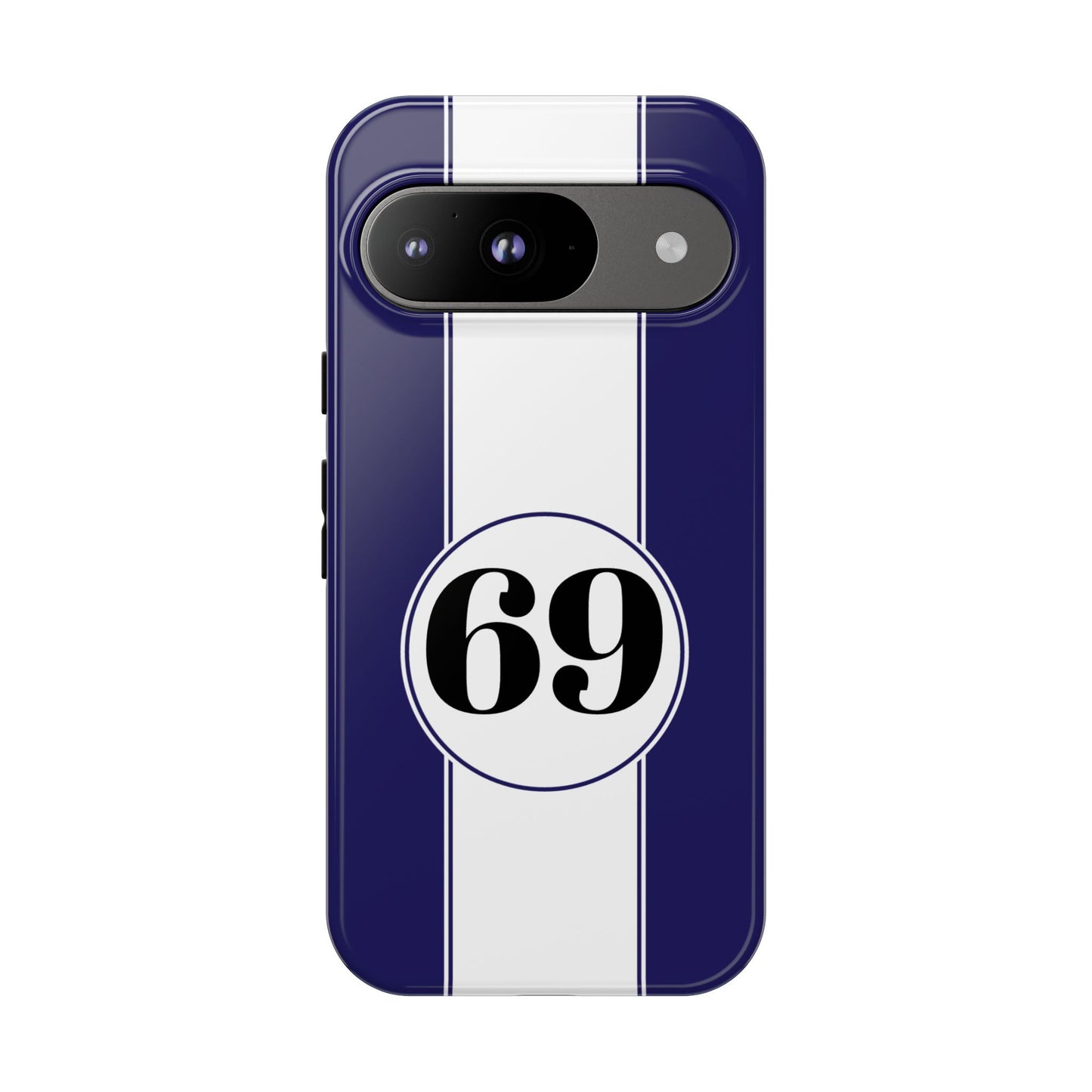 Custom Number Racing Stripe Tough Phone Case for Apple iPhone, Samsung Galaxy and Google Pixel.