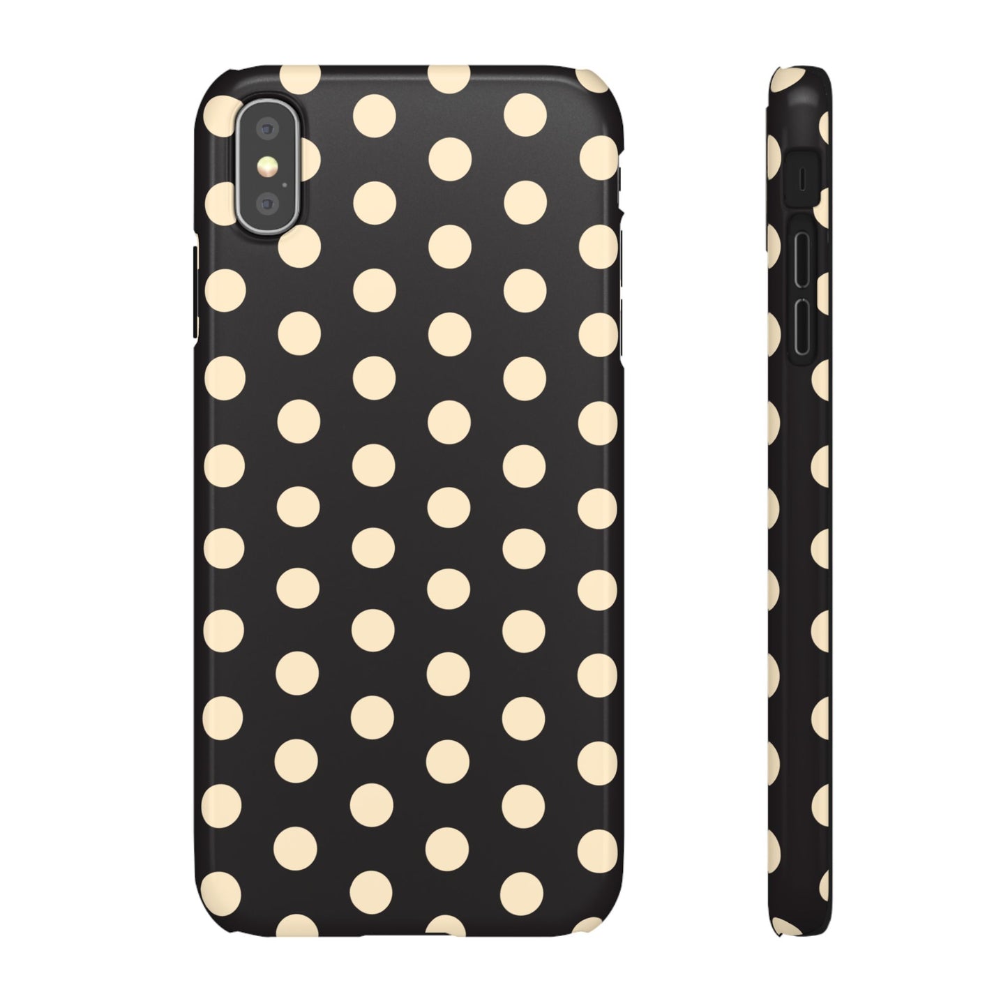 Polka Dot Snap Phone Case — Classic Black & Cream Retro Dots
