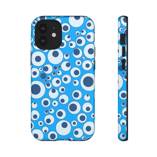 Blue Bubble Pattern Tough Phone Case — Retro Pop Circles Design