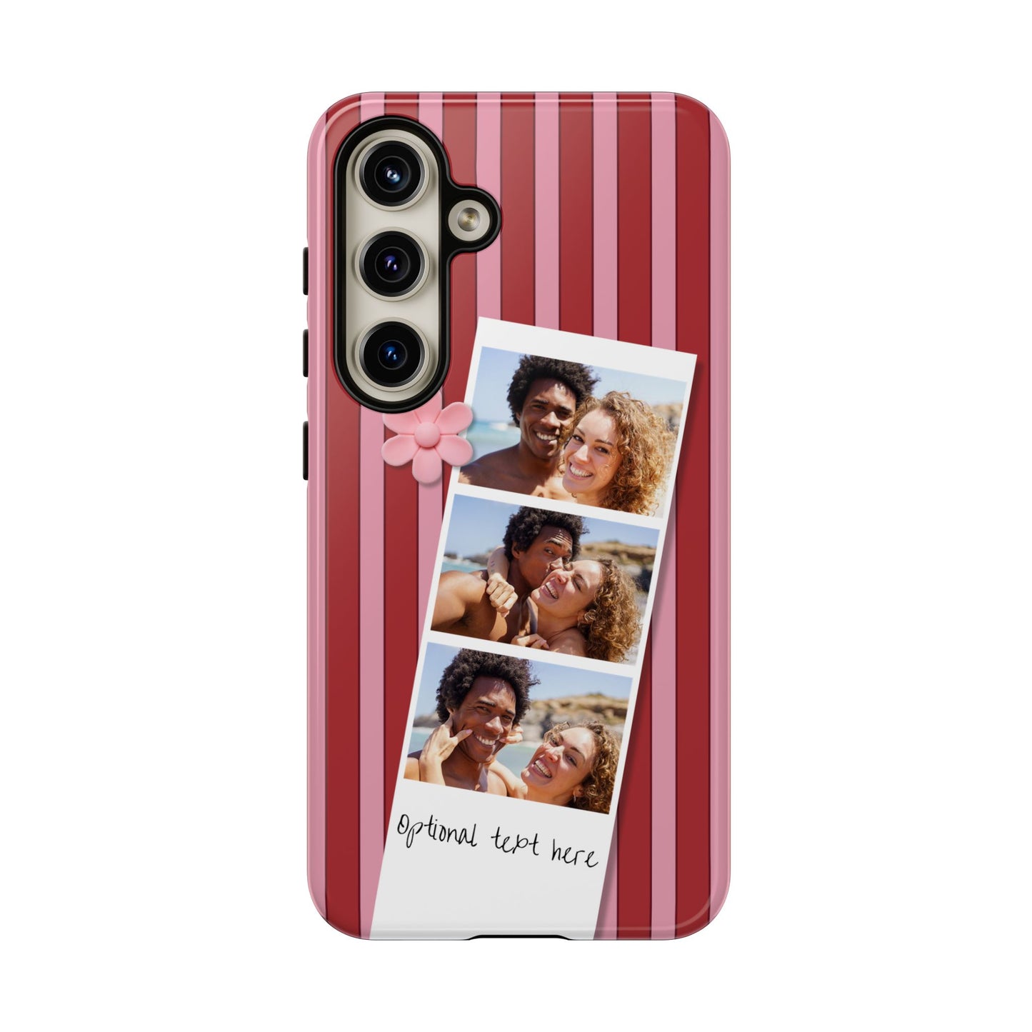 Customisable Three Photo Personalised Collage Tough Phone Case for Apple iPhone, Samsung Galaxy and Google Pixel.