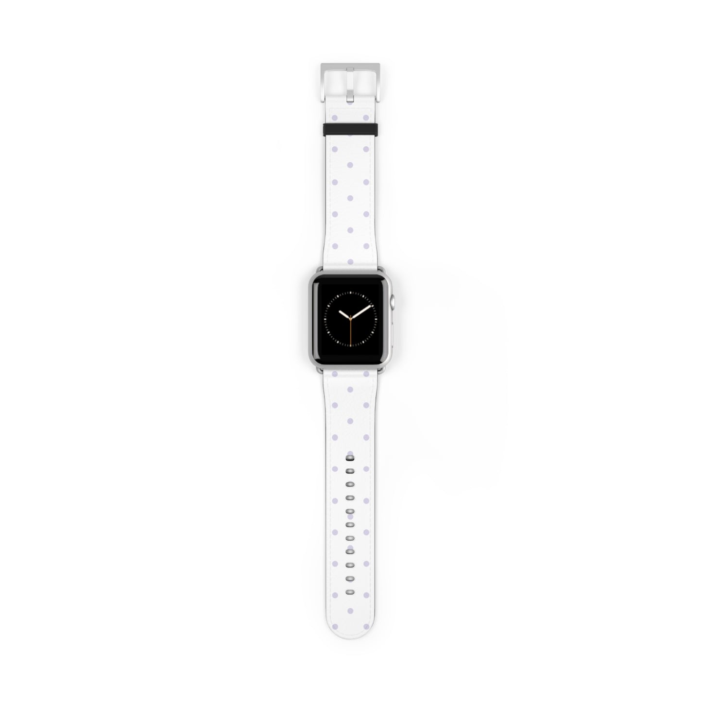 apple watch band with white polka dot design, minimal lavender dots, cute women’s casual watch strap